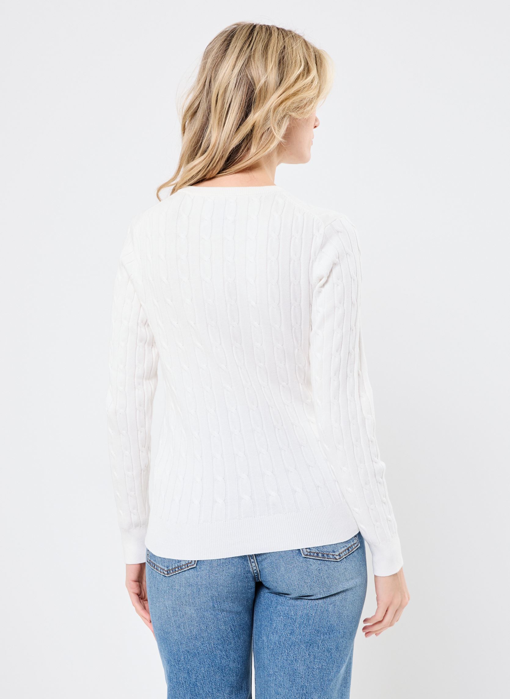 Gilets STRETCH COTTON CABLE CARDIGAN femme blanc GANT Gilets STRETCH COTTON CABLE CARDIGAN femme blanc COQUILLE OEUF