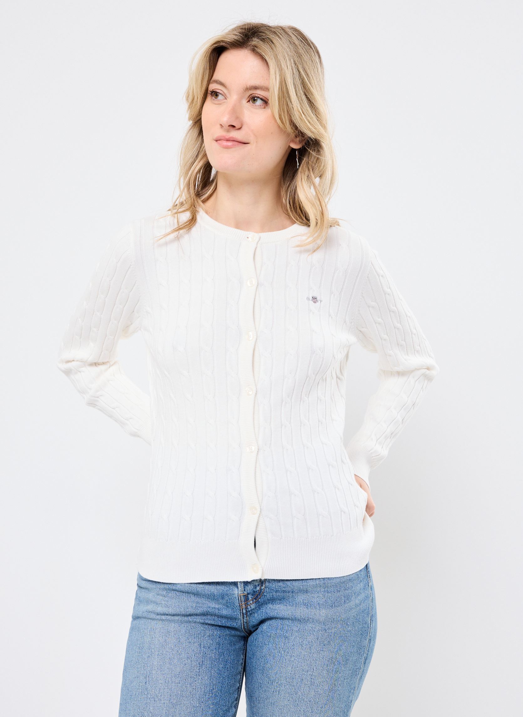 Vêtements GANT STRETCH COTTON CABLE CARDIGAN pour Accessoires