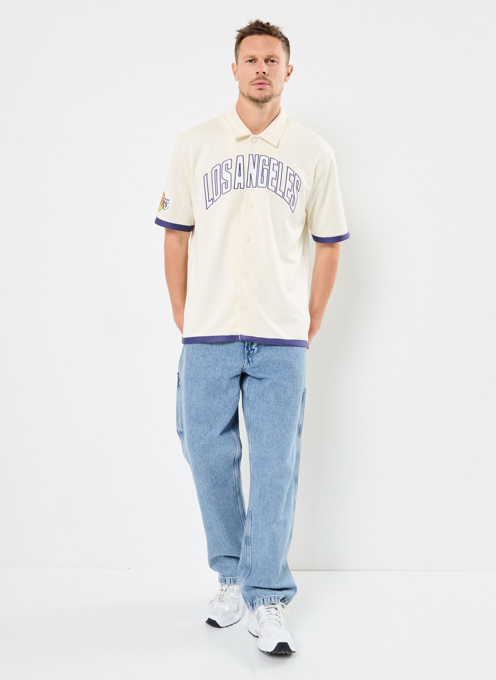 Hemden Nba Snap Button Shirt heren wit New Era Hemden Nba Snap Button Shirt heren wit LOS ANGELES LAKERS OFW