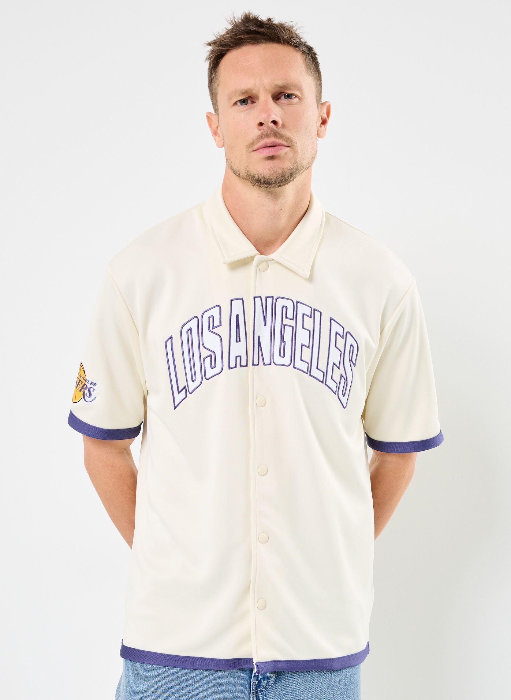Hemden Nba Snap Button Shirt heren wit New Era Hemden Nba Snap Button Shirt heren wit LOS ANGELES LAKERS OFW