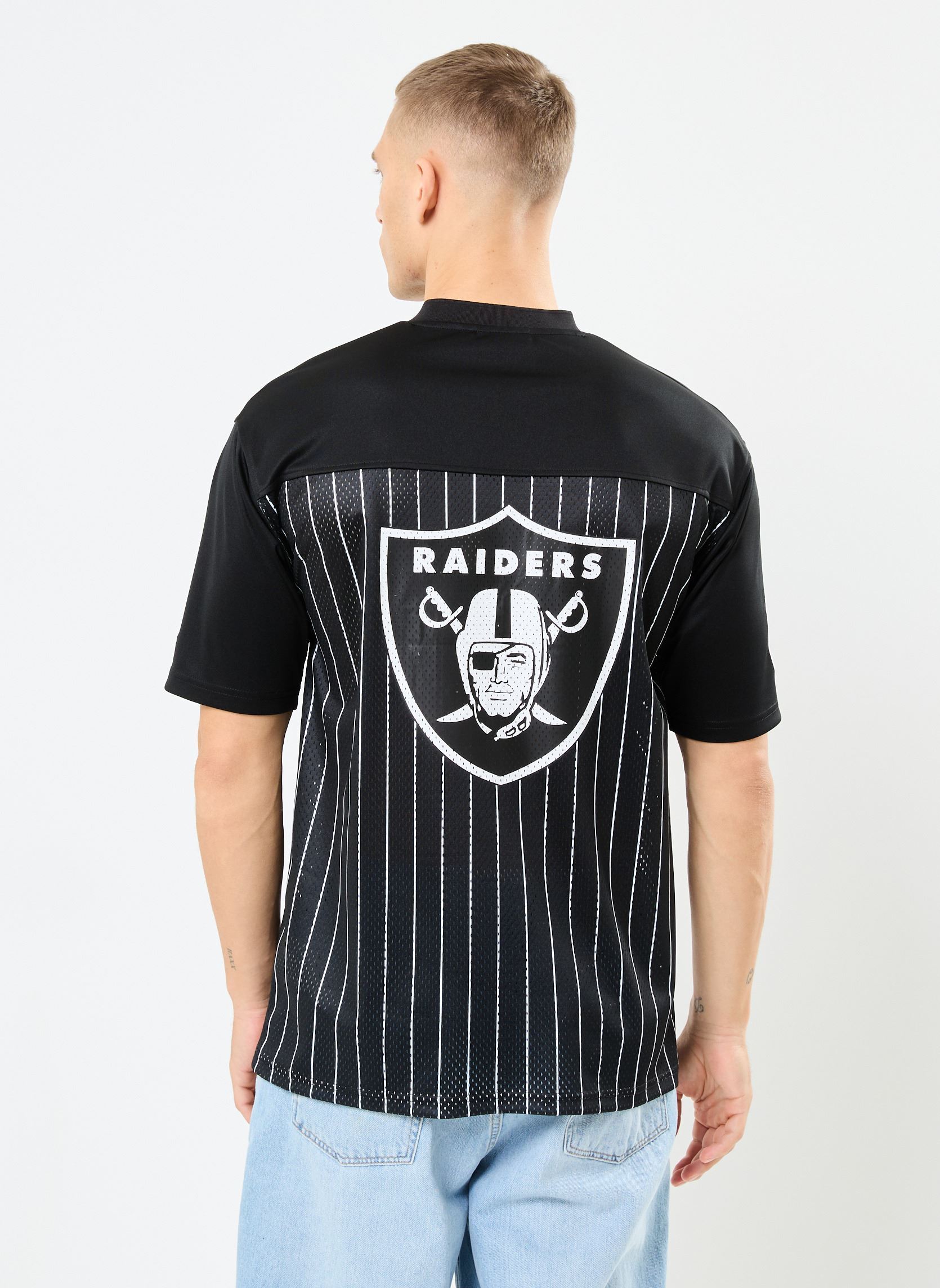 Tee-shirts manches courtes Nfl Pinstripe Jersey homme noir New Era Tee-shirts manches courtes Nfl Pinstripe Jersey homme noir LAS VEGAS RAIDERS BLK