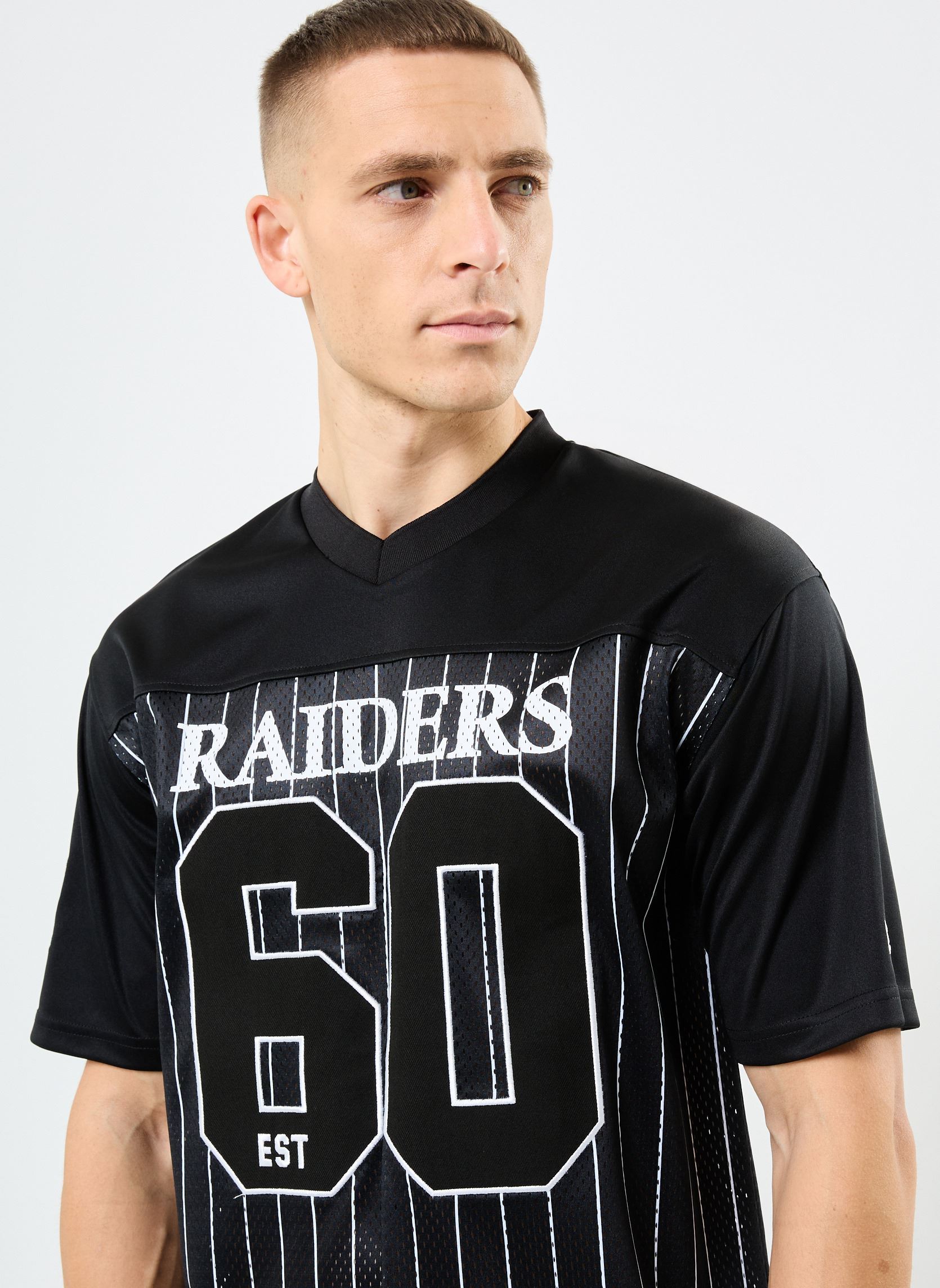 Tee-shirts manches courtes Nfl Pinstripe Jersey homme noir New Era Tee-shirts manches courtes Nfl Pinstripe Jersey homme noir LAS VEGAS RAIDERS BLK
