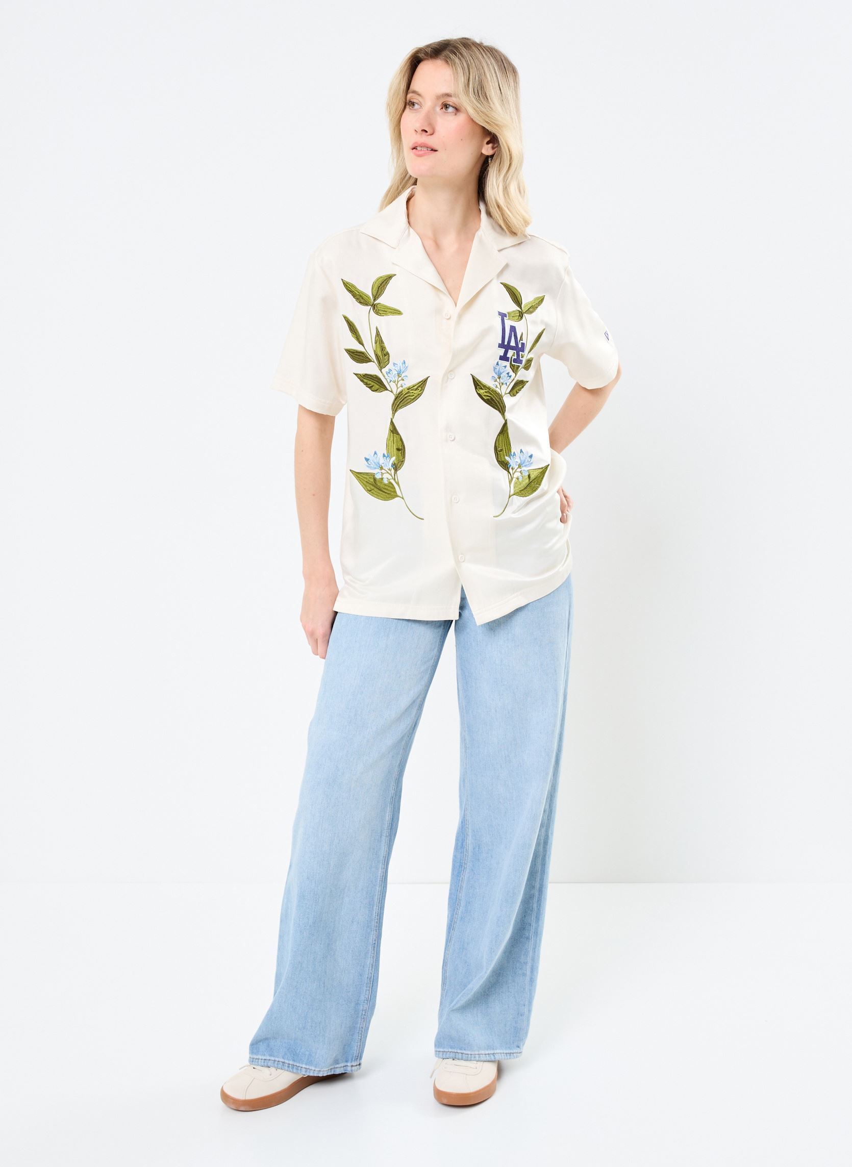 Chemises manches courtes Floral Revere Shirt Women femme blanc New Era Chemises manches courtes Floral Revere Shirt Women femme blanc LOS ANGELES DODGERS OFW