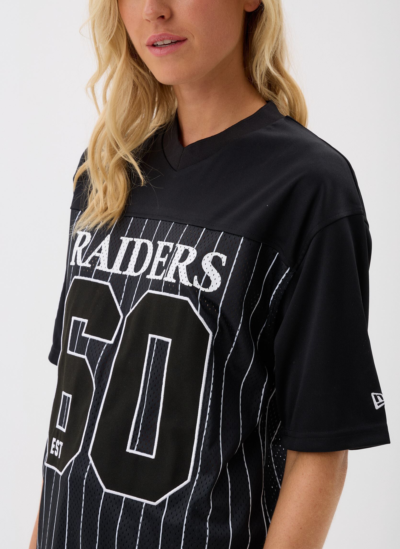Kurzarm-T-Shirts Nfl Pinstripe Jersey Women damen schwarz New Era Kurzarm-T-Shirts Nfl Pinstripe Jersey Women damen schwarz LAS VEGAS RAIDERS BLK