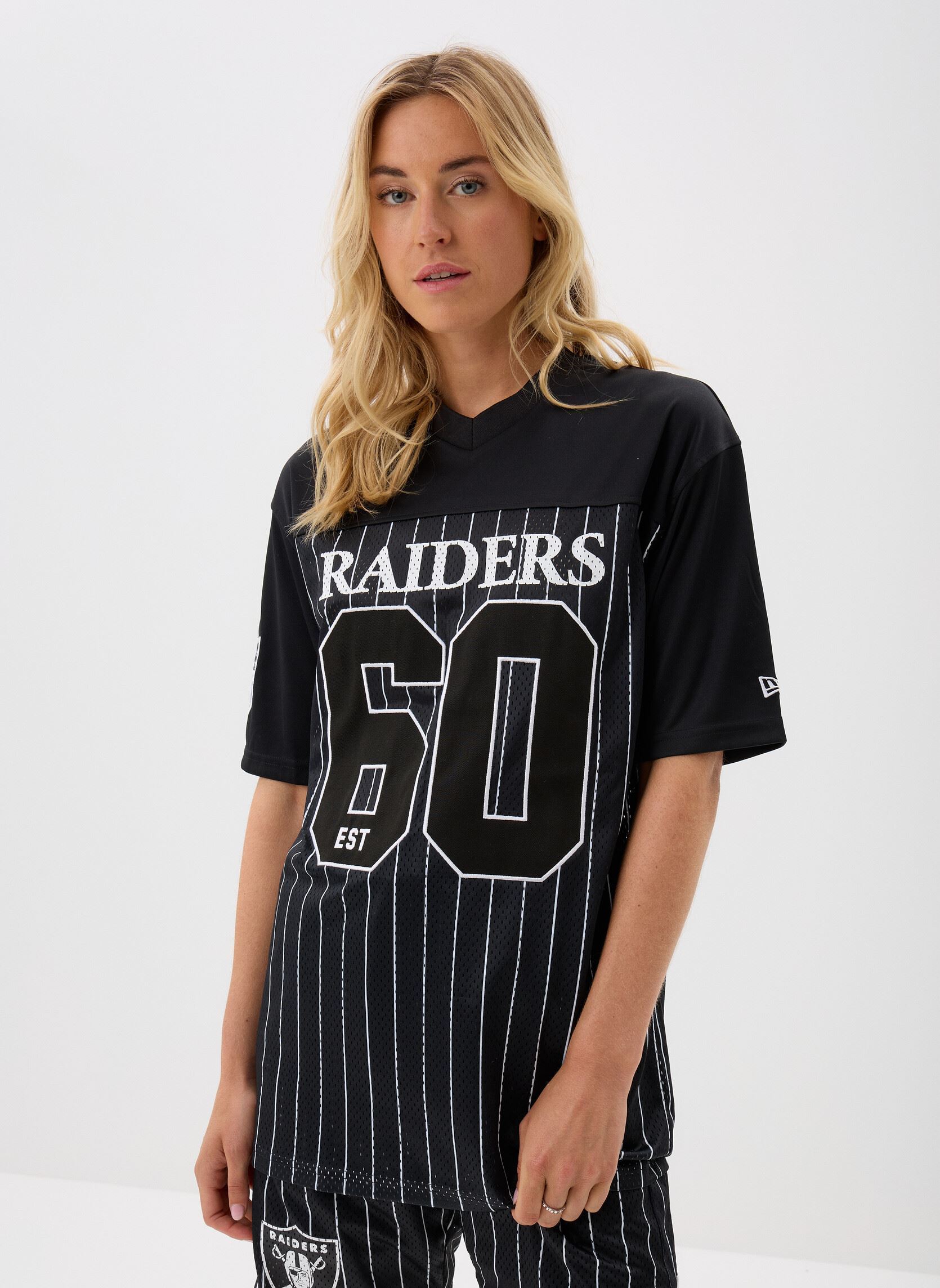 Kurzarm-T-Shirts Nfl Pinstripe Jersey Women damen schwarz New Era Kurzarm-T-Shirts Nfl Pinstripe Jersey Women damen schwarz LAS VEGAS RAIDERS BLK