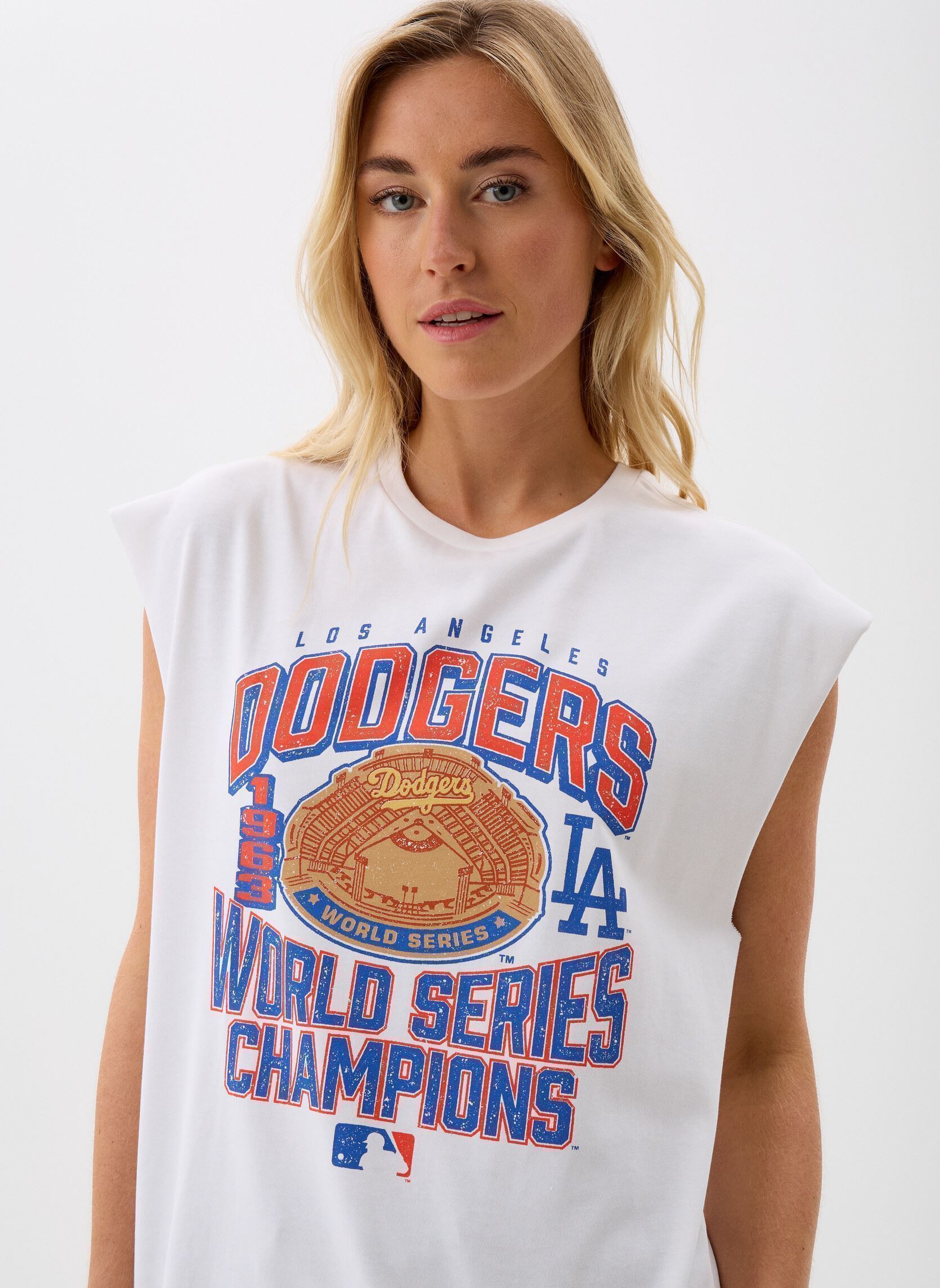Canotte Mlb Sleeveless Graphic Tee Women donna bianco New Era Canotte Mlb Sleeveless Graphic Tee Women donna bianco LOS ANGELES DODGERS WHI