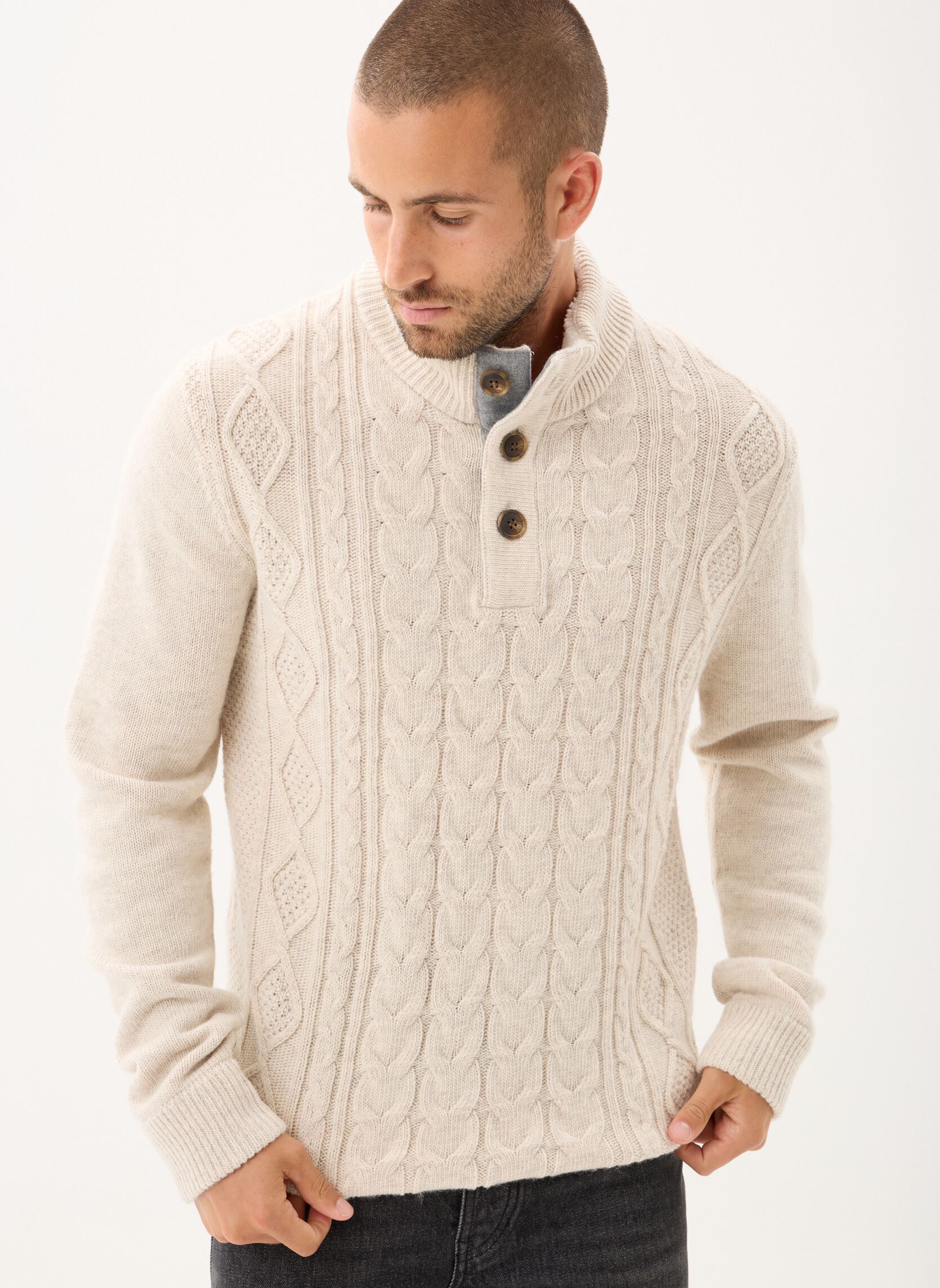 Pullover PTORSATON herren weiß MADE BY Pullover PTORSATON herren weiß MELANGE ECRU