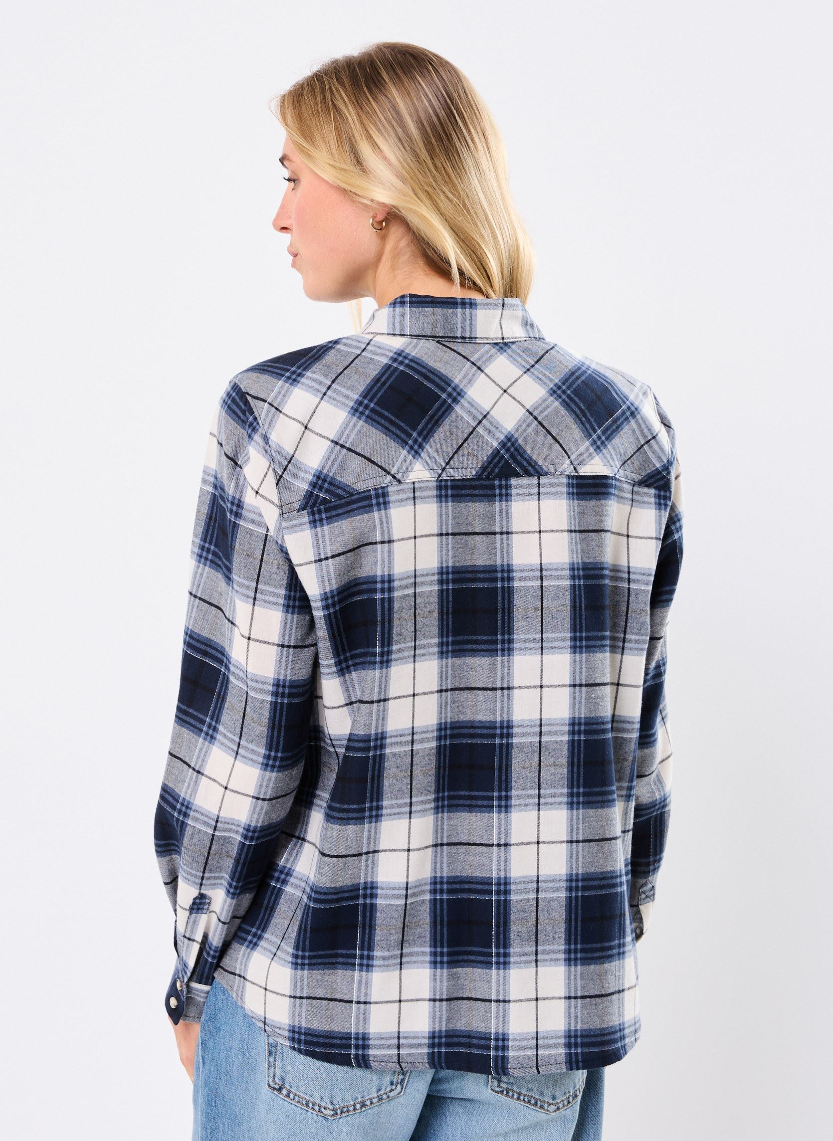Camicie a maniche lunghe CAROLLA2 donna blu MADE BY Camicie a maniche lunghe CAROLLA2 donna blu IMP_GRANDCARREAUX MARINE_BLEU
