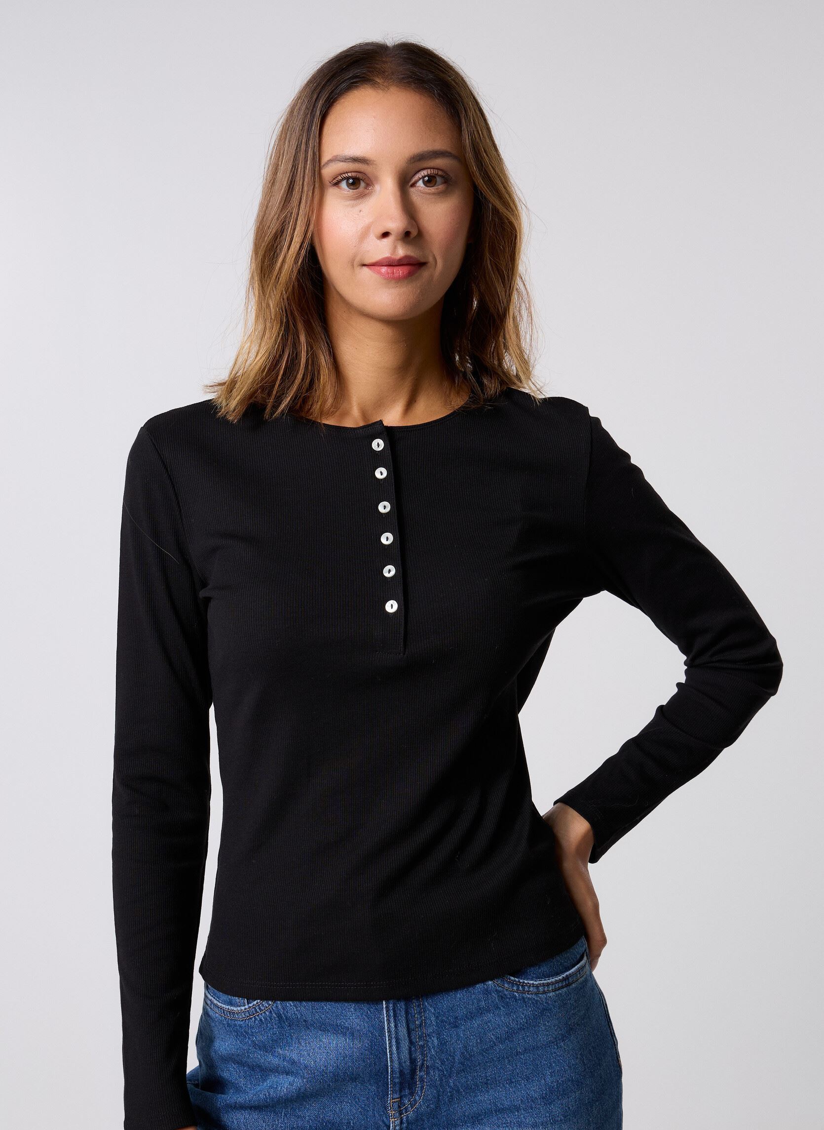 Camisetas de manga larga TAMARA mujer negro Georgia Rose Camisetas de manga larga TAMARA mujer negro Black Beauty