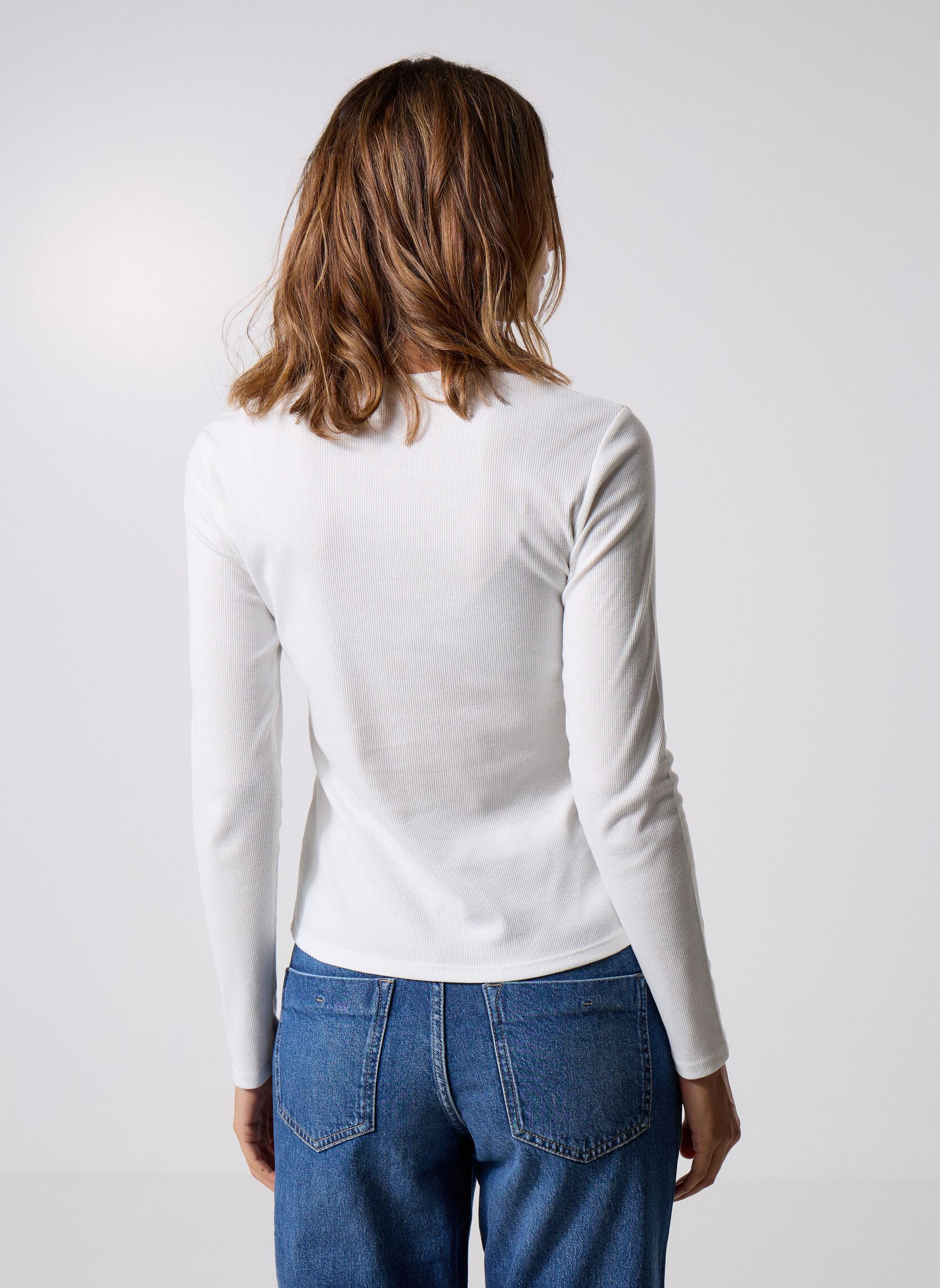 Lot de 4 T-shirts fille manches longues BASICS blanc