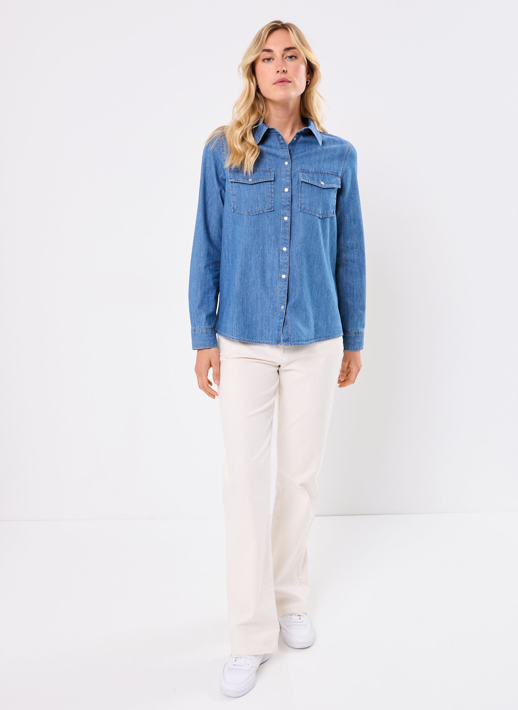 Lange mouw overhemden CHEDENIM dames blauw MADE BY Lange mouw overhemden CHEDENIM dames blauw DENIM DOUBLE STONE