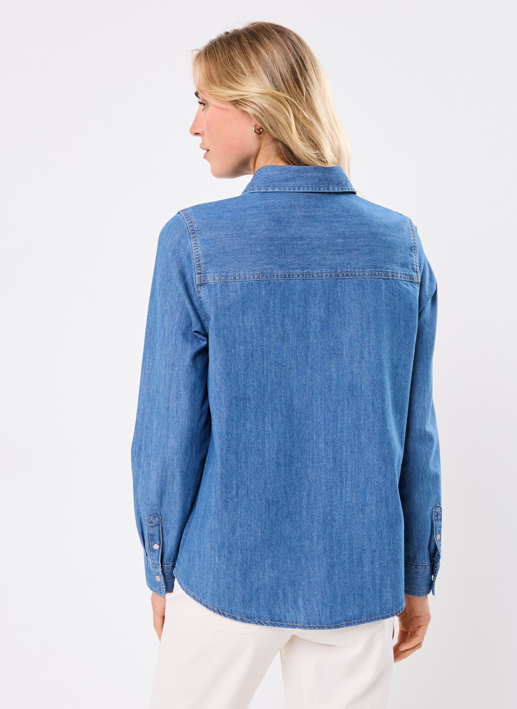 Lange mouw overhemden CHEDENIM dames blauw MADE BY Lange mouw overhemden CHEDENIM dames blauw DENIM DOUBLE STONE