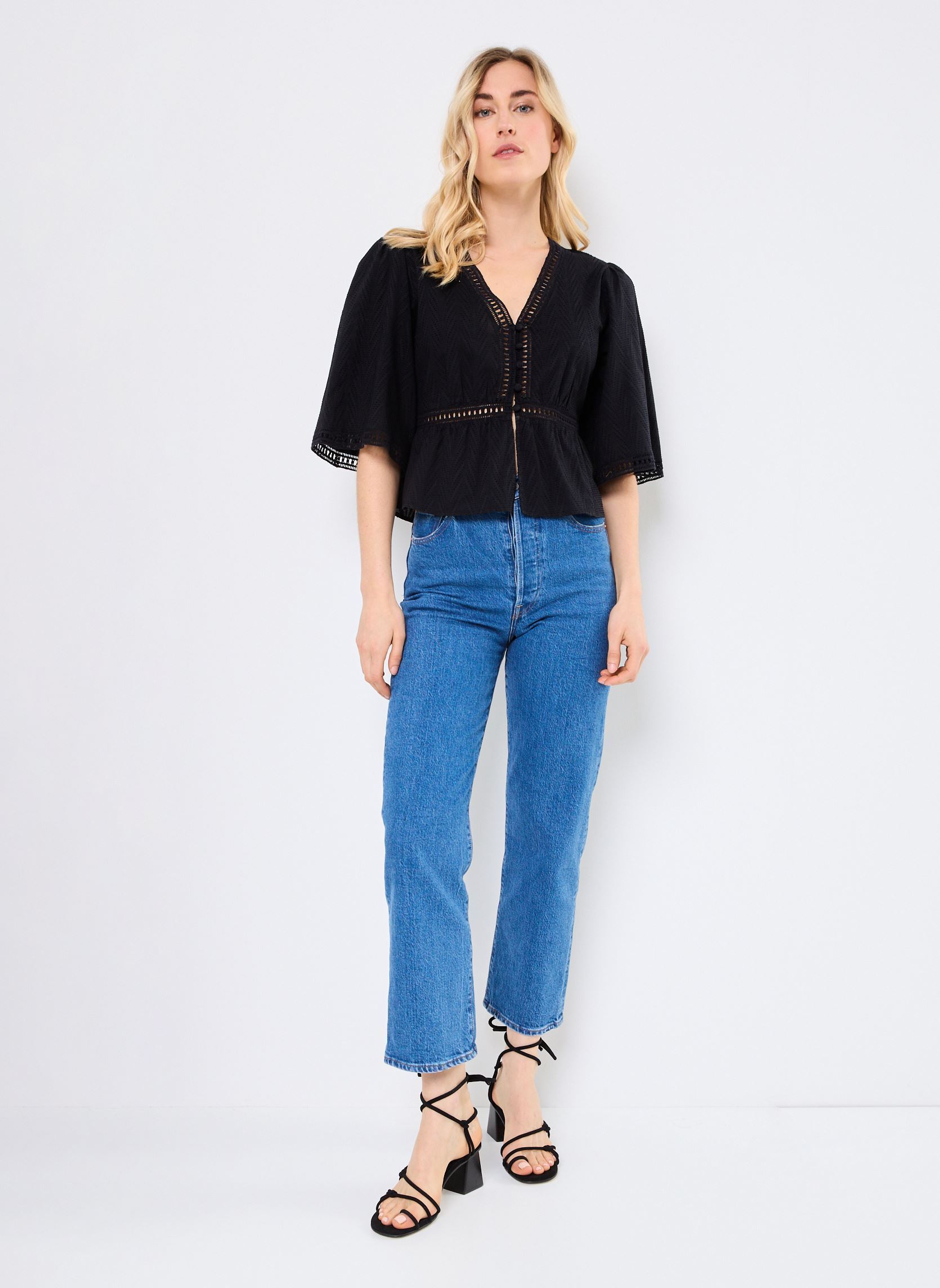 Langarm-Blusen BERIN damen schwarz La Petite Etoile Langarm-Blusen BERIN damen schwarz 00-Noir