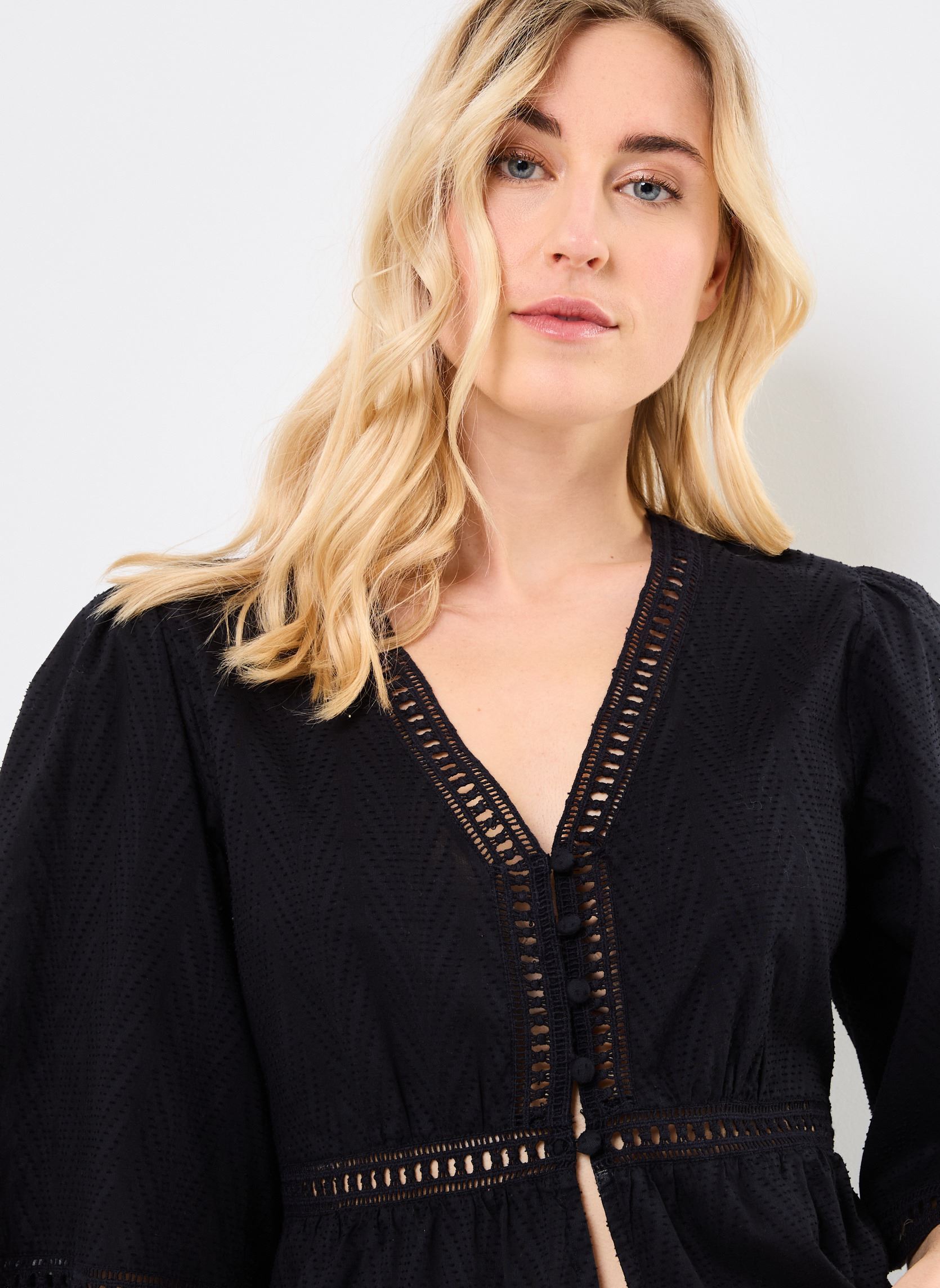 Langarm-Blusen BERIN damen schwarz La Petite Etoile Langarm-Blusen BERIN damen schwarz 00-Noir