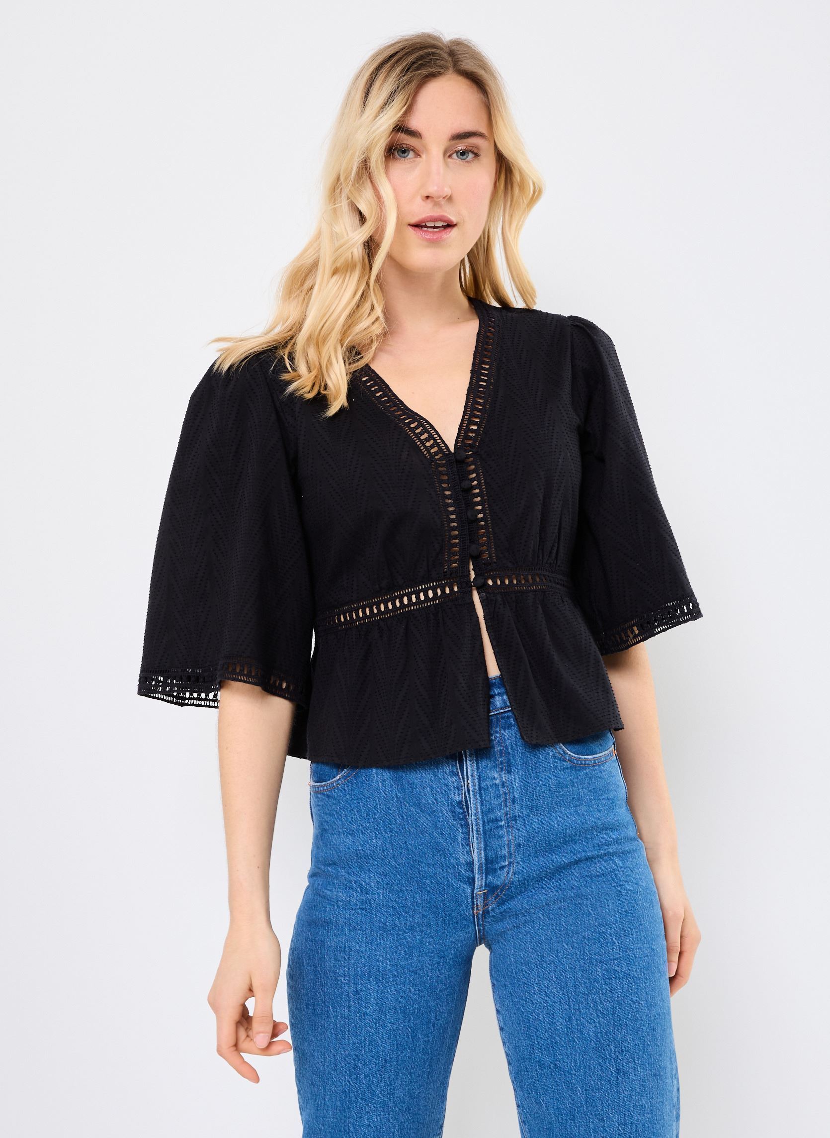 Langarm-Blusen BERIN damen schwarz La Petite Etoile Langarm-Blusen BERIN damen schwarz 00-Noir