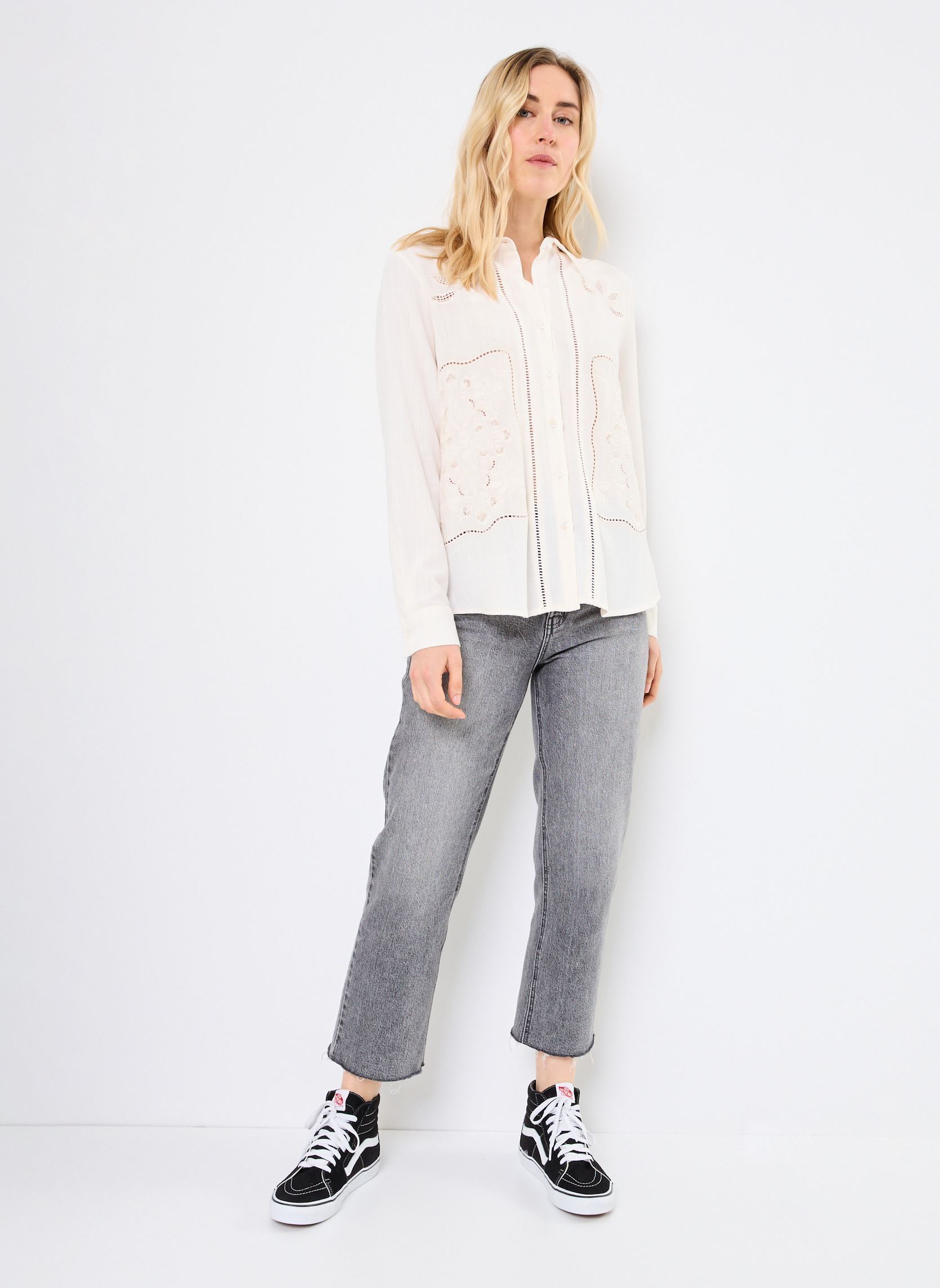 Lange mouw overhemden Claudie dames wit La Petite Etoile Lange mouw overhemden Claudie dames wit 12-IVOIRE