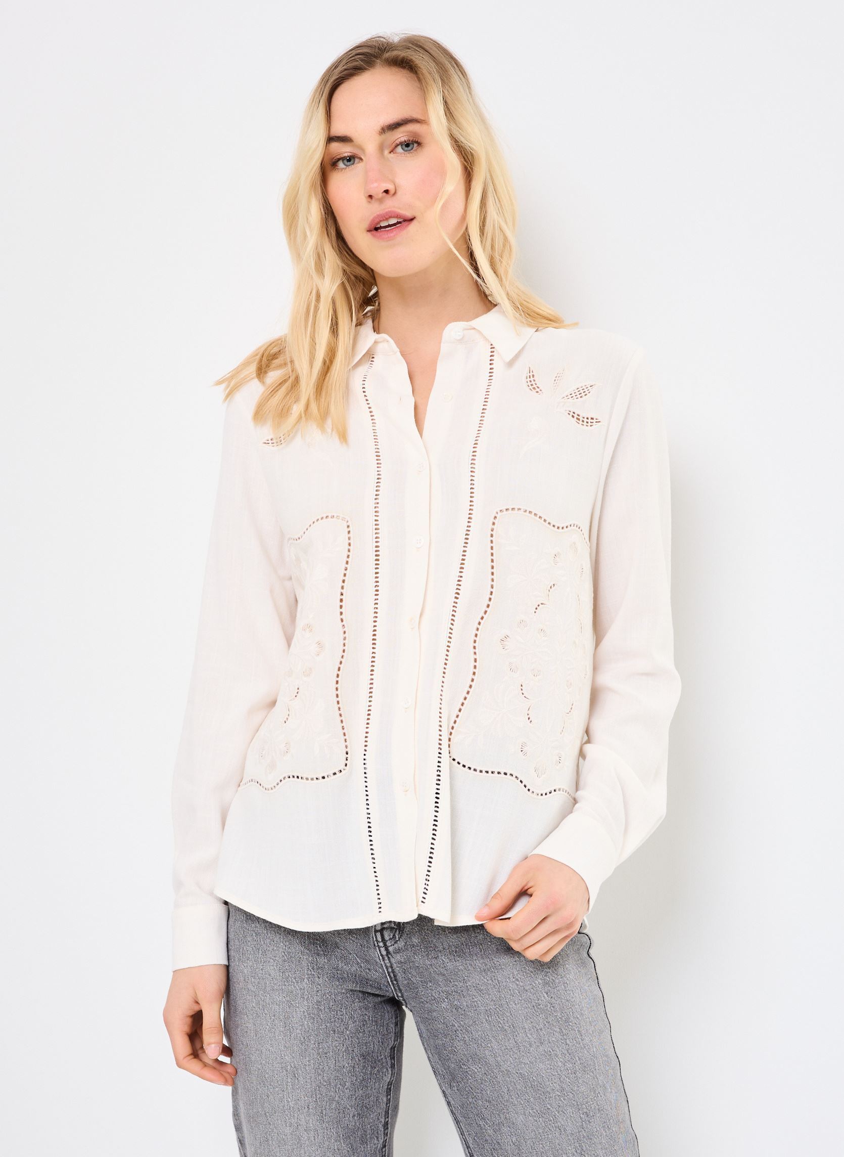 Lange mouw overhemden Claudie dames wit La Petite Etoile Lange mouw overhemden Claudie dames wit 12-IVOIRE