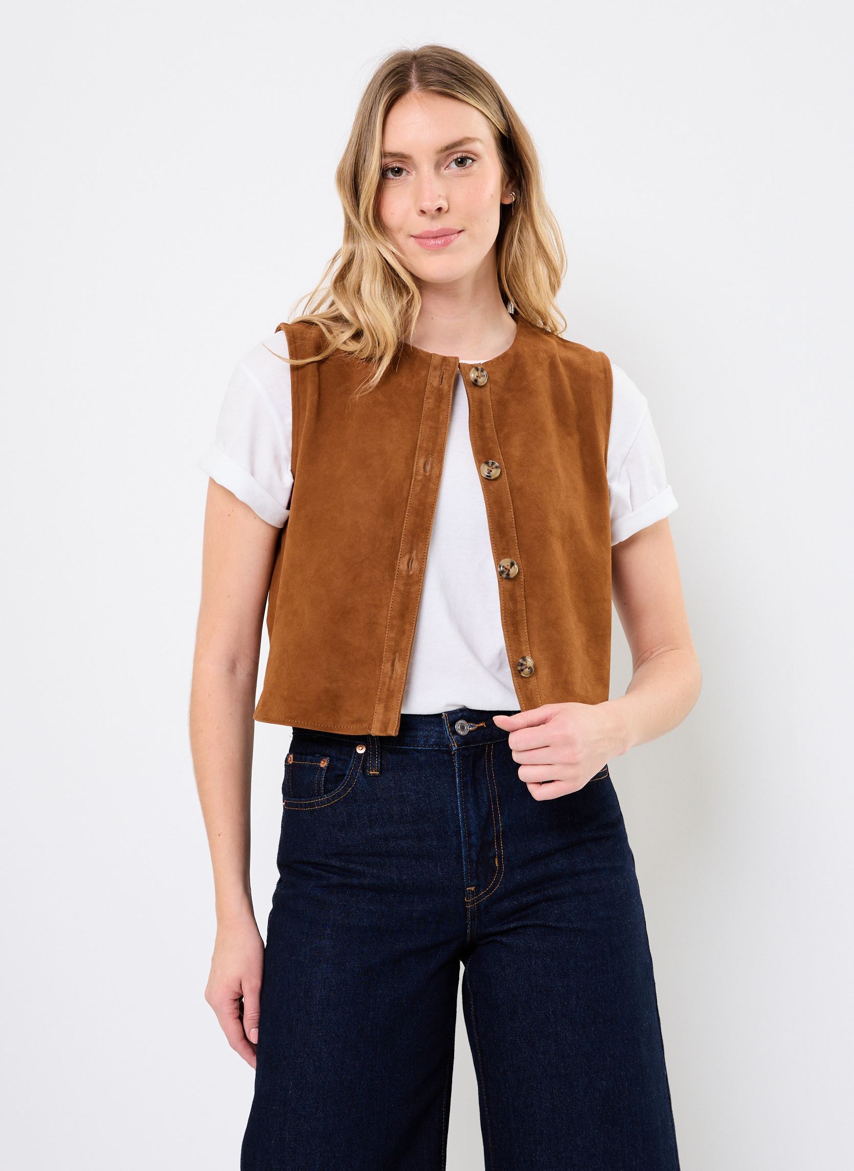Vestes sans manches FLORA femme marron La Petite Etoile Vestes sans manches FLORA femme marron 15-SAND