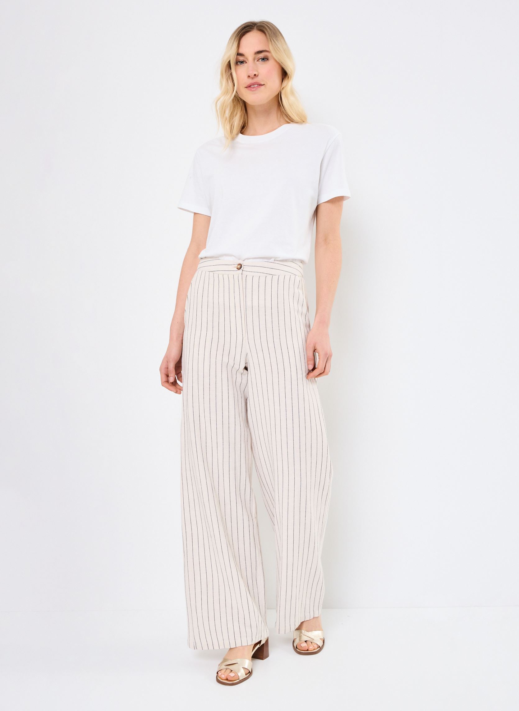 Pantalons larges PAULINE femme blanc La Petite Etoile Pantalons larges PAULINE femme blanc 11-RAYURE
