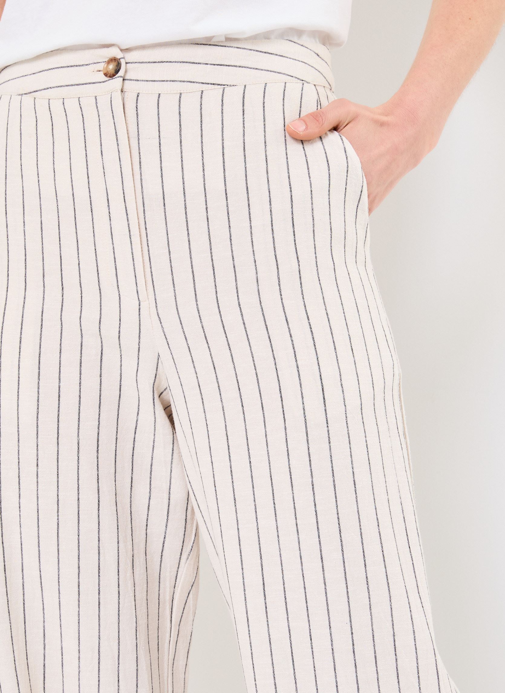 Pantalons larges PAULINE femme blanc La Petite Etoile Pantalons larges PAULINE femme blanc 11-RAYURE