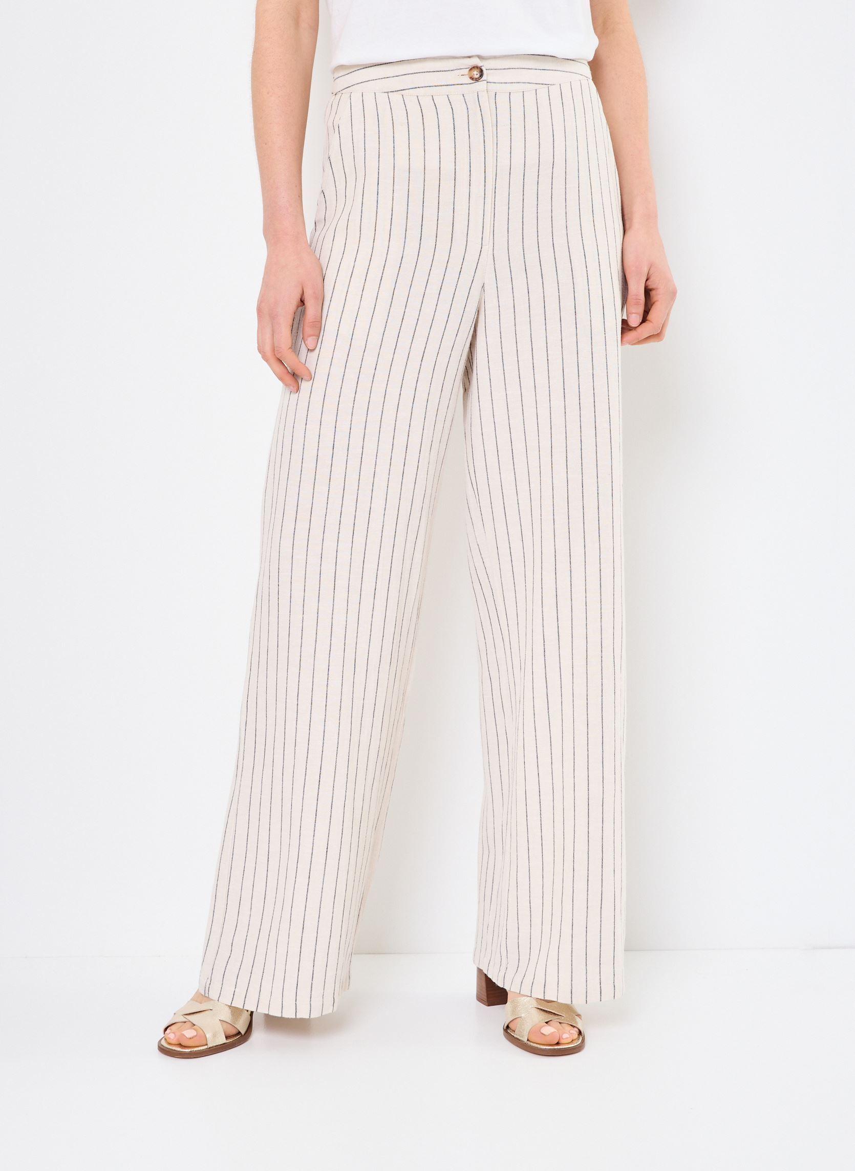 Pantalons larges PAULINE femme blanc La Petite Etoile Pantalons larges PAULINE femme blanc 11-RAYURE