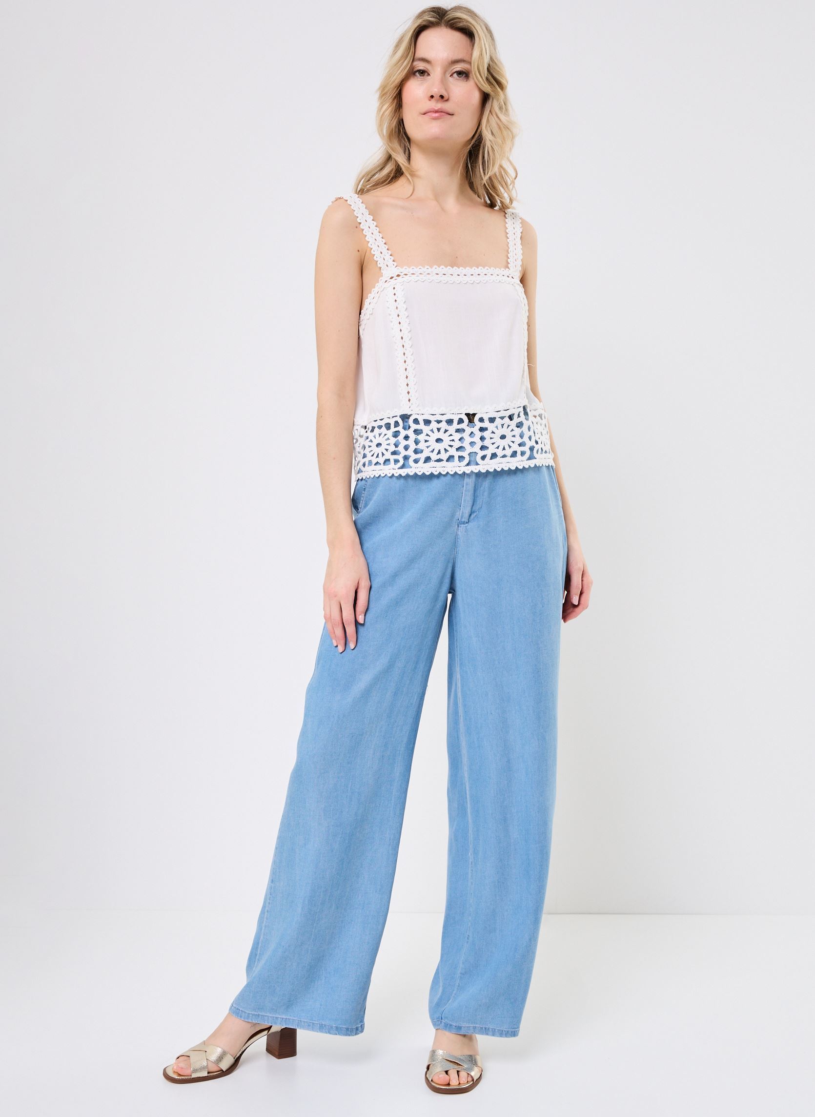 Pantaloni larghi PERLINE donna blu La Petite Etoile Pantaloni larghi PERLINE donna blu 88-STONE