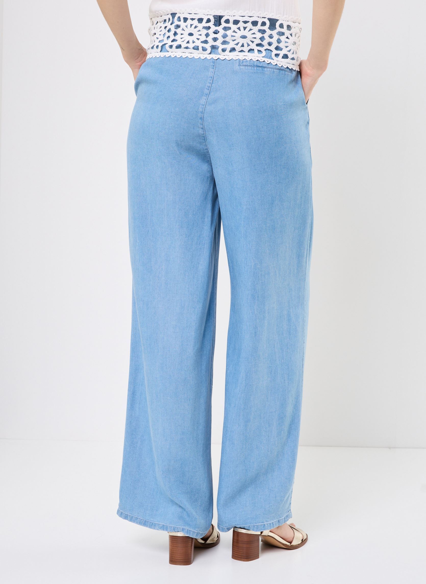 Pantaloni larghi PERLINE donna blu La Petite Etoile Pantaloni larghi PERLINE donna blu 88-STONE