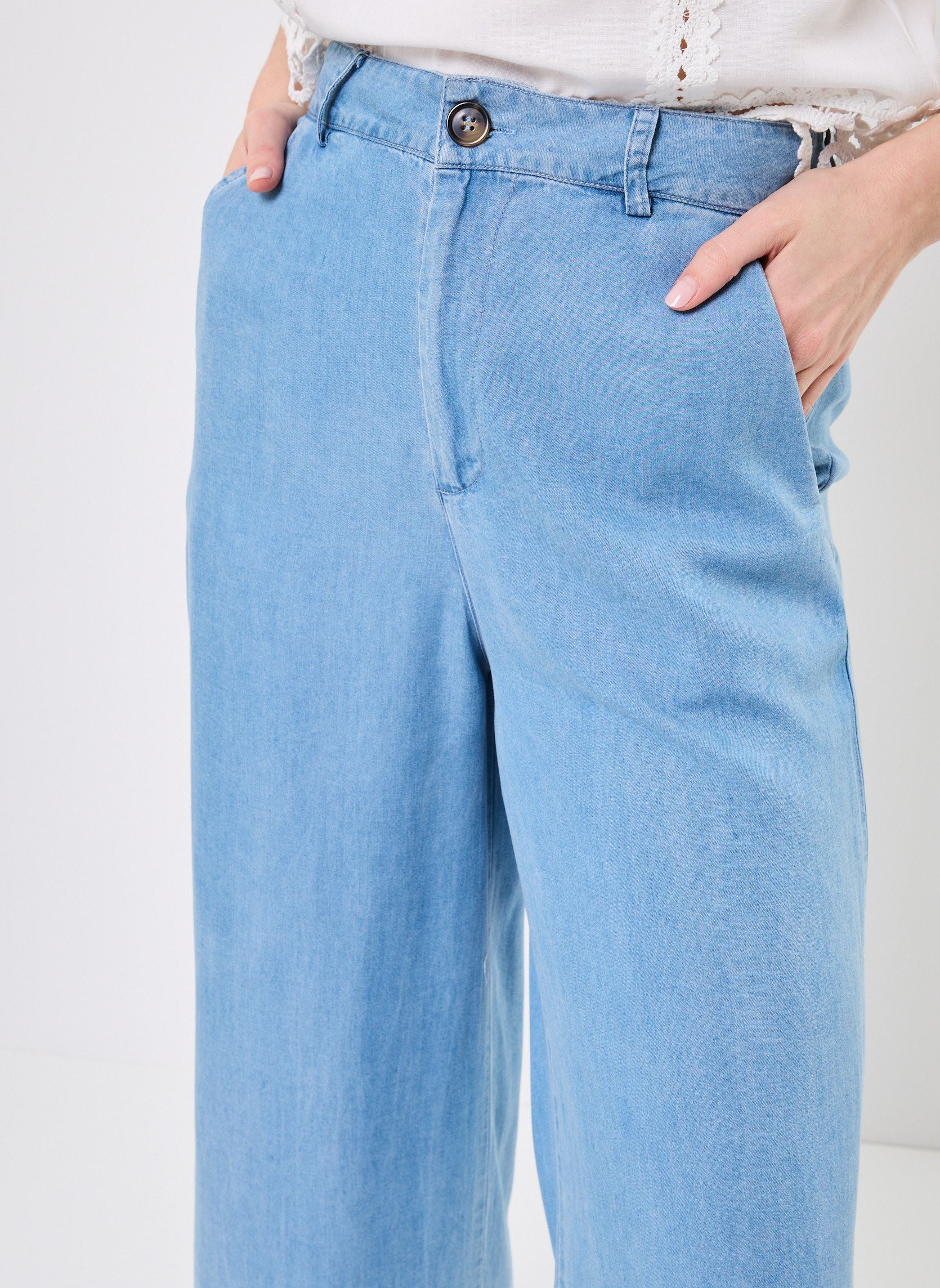 Pantaloni larghi PERLINE donna blu La Petite Etoile Pantaloni larghi PERLINE donna blu 88-STONE