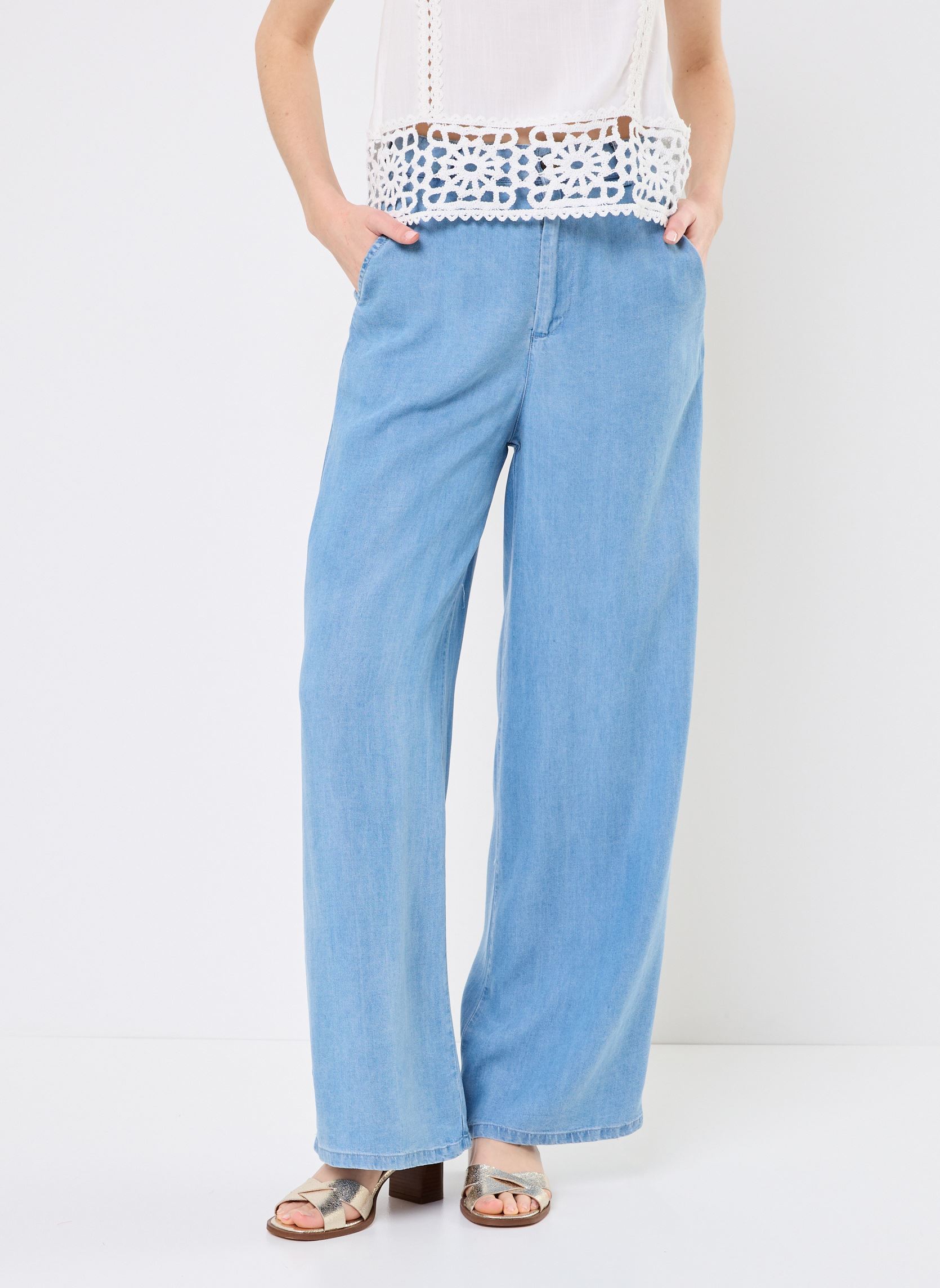 Pantaloni larghi PERLINE donna blu La Petite Etoile Pantaloni larghi PERLINE donna blu 88-STONE