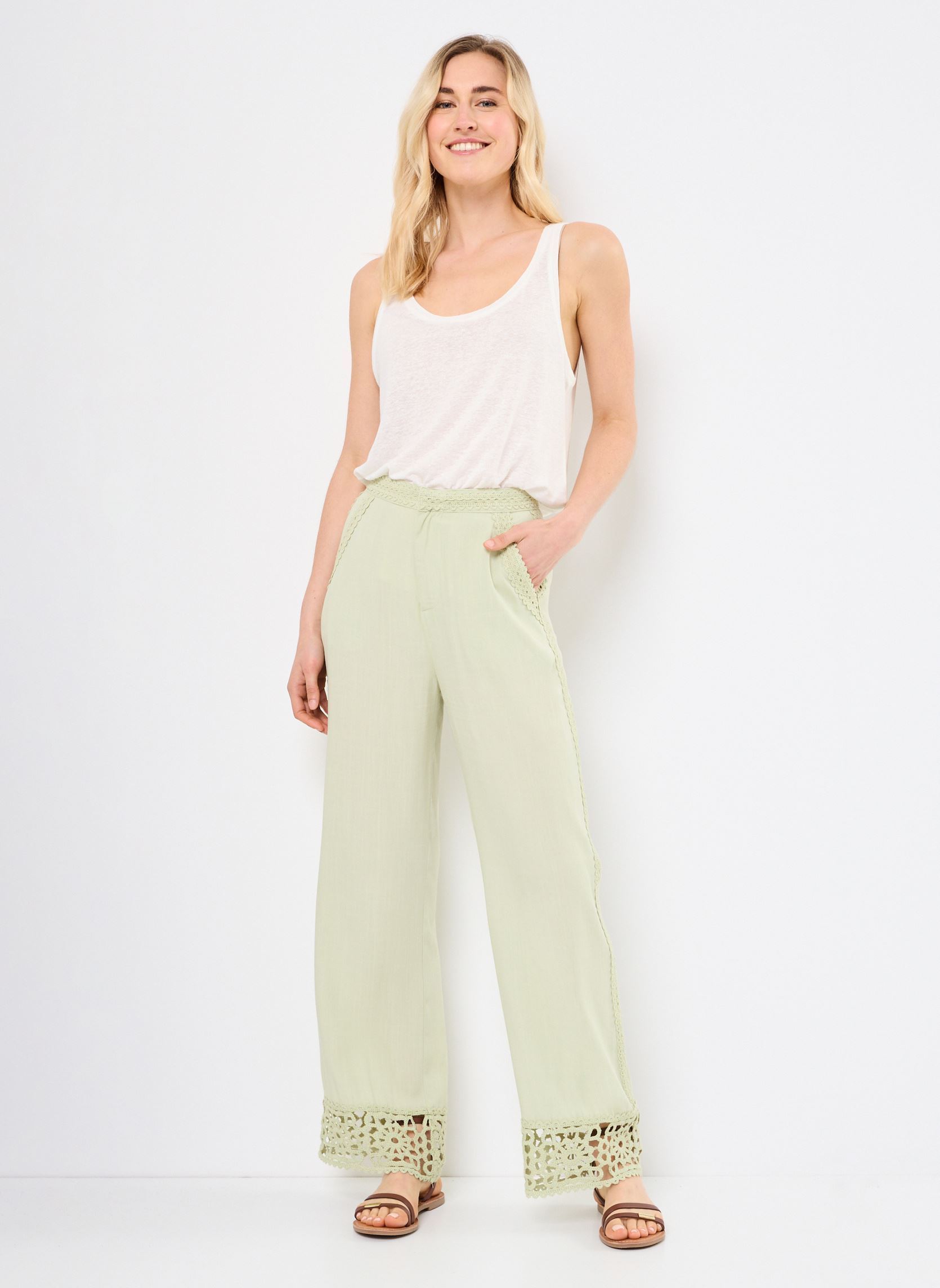 Pantaloni larghi PRIELLA donna verde La Petite Etoile Pantaloni larghi PRIELLA donna verde 31-VERT AMANDE