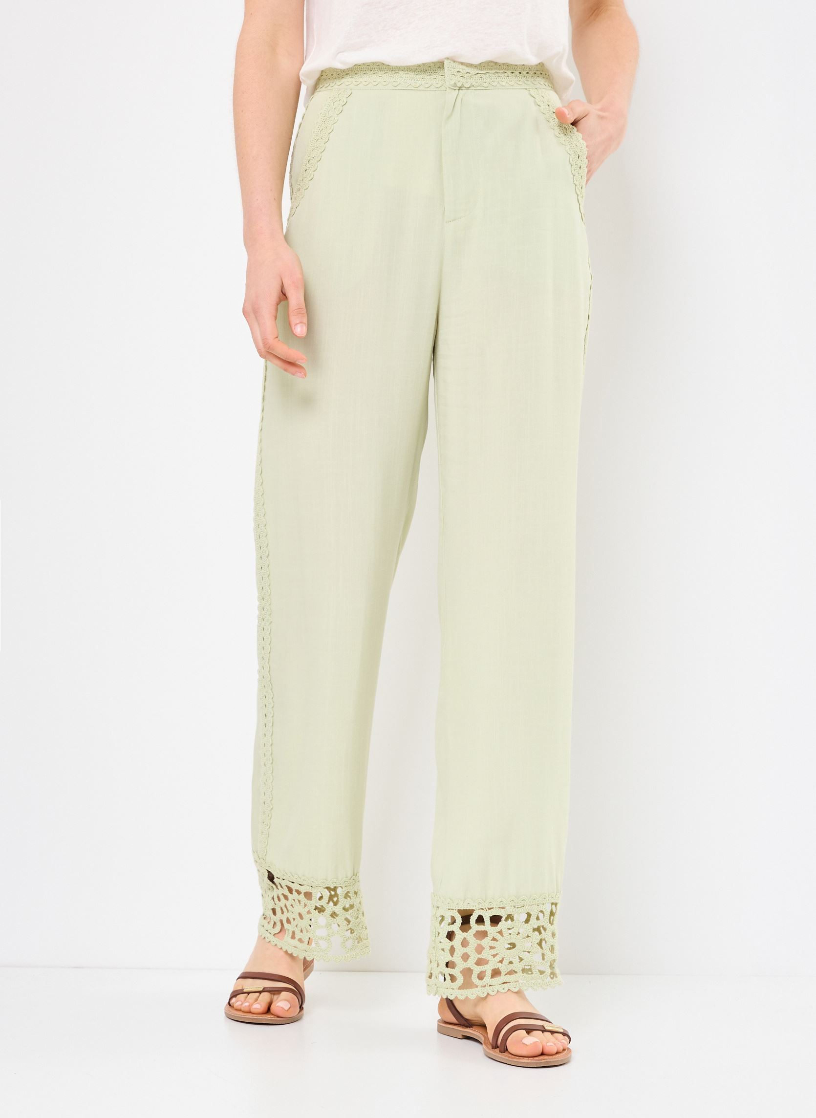 Pantaloni larghi PRIELLA donna verde La Petite Etoile Pantaloni larghi PRIELLA donna verde 31-VERT AMANDE