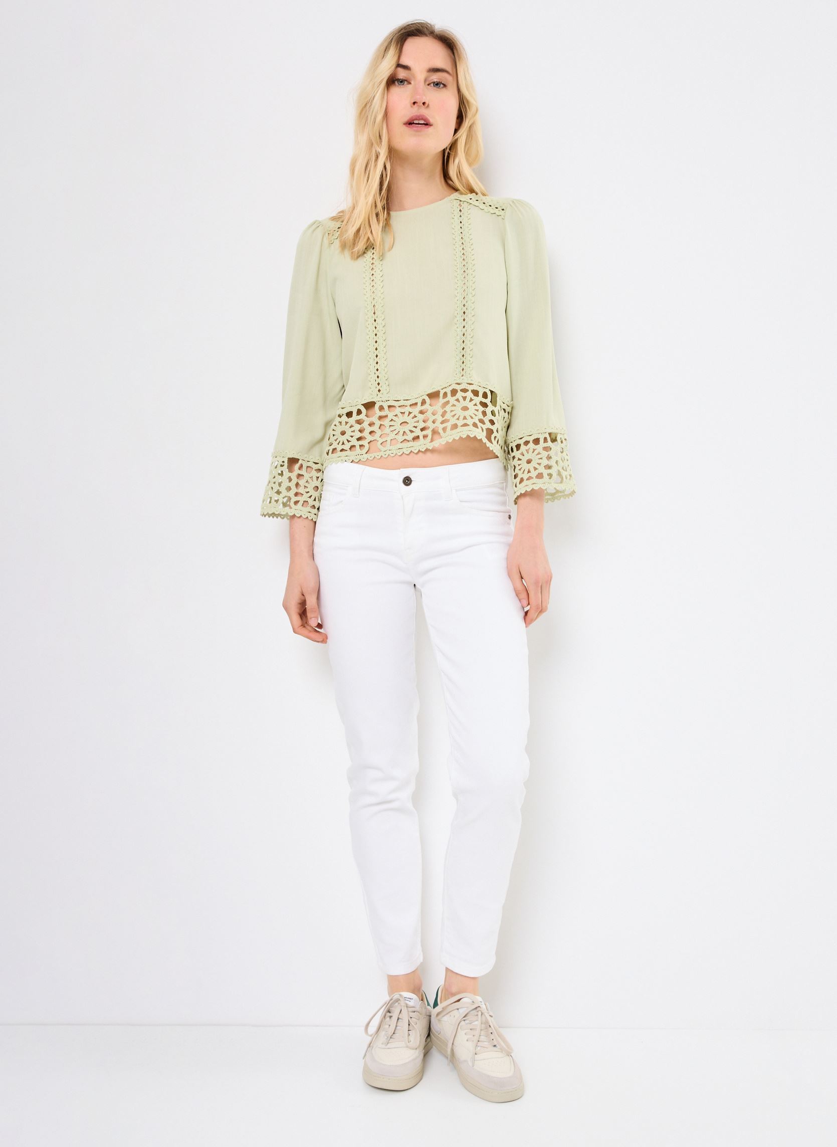 Blouses manches longues TEVY femme vert La Petite Etoile Blouses manches longues TEVY femme vert 31-VERT AMANDE