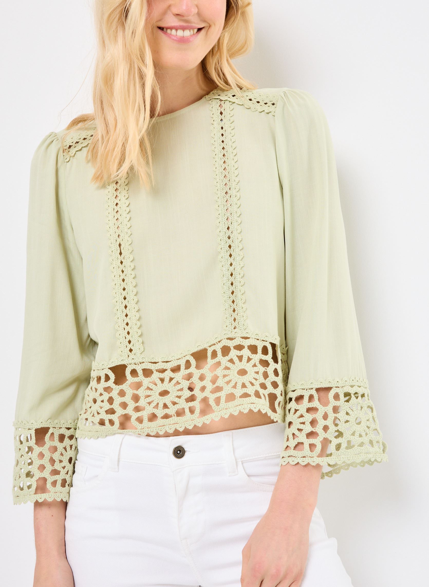 Blouses manches longues TEVY femme vert La Petite Etoile Blouses manches longues TEVY femme vert 31-VERT AMANDE
