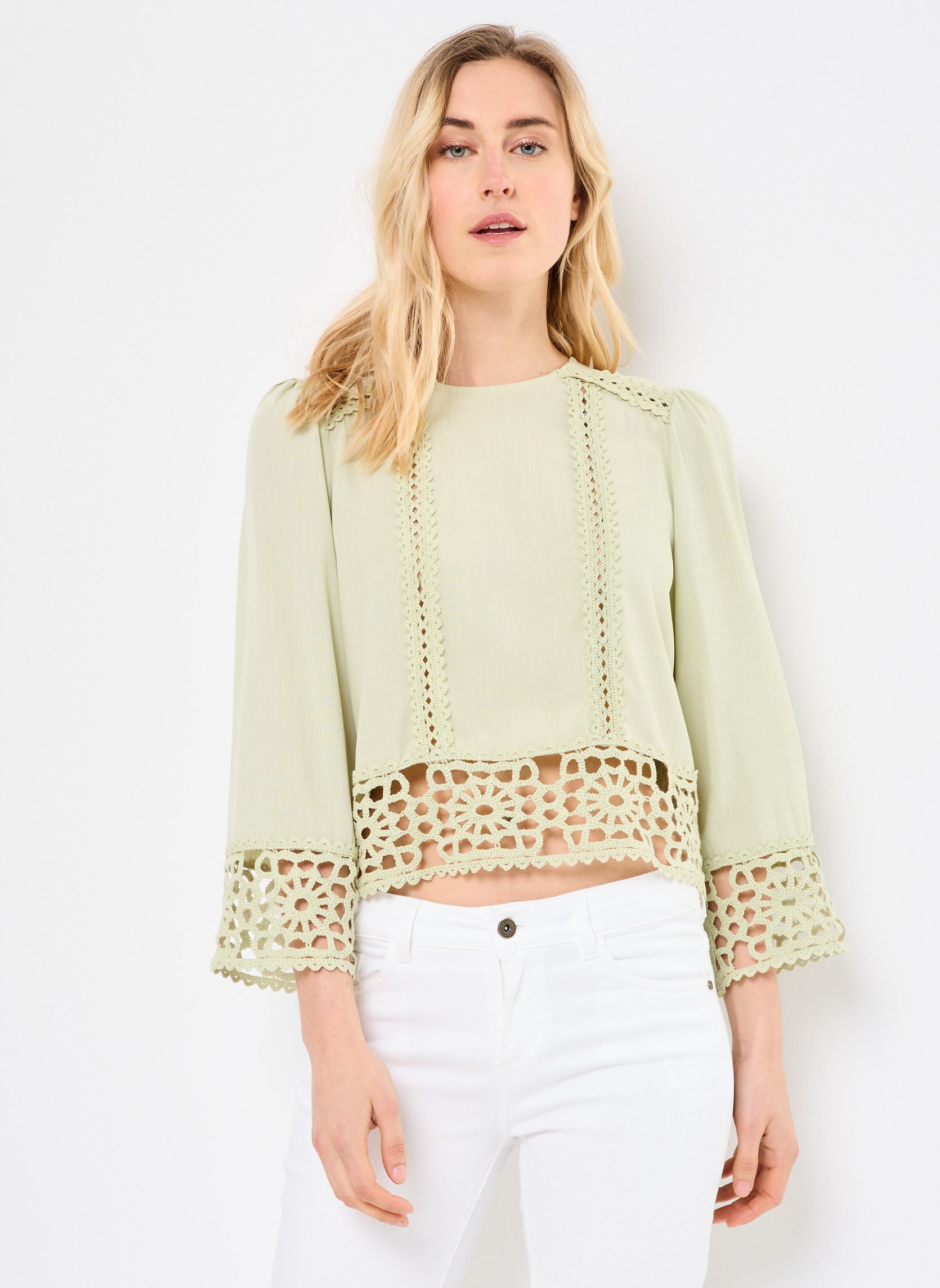 Blouses manches longues TEVY femme vert La Petite Etoile Blouses manches longues TEVY femme vert 31-VERT AMANDE