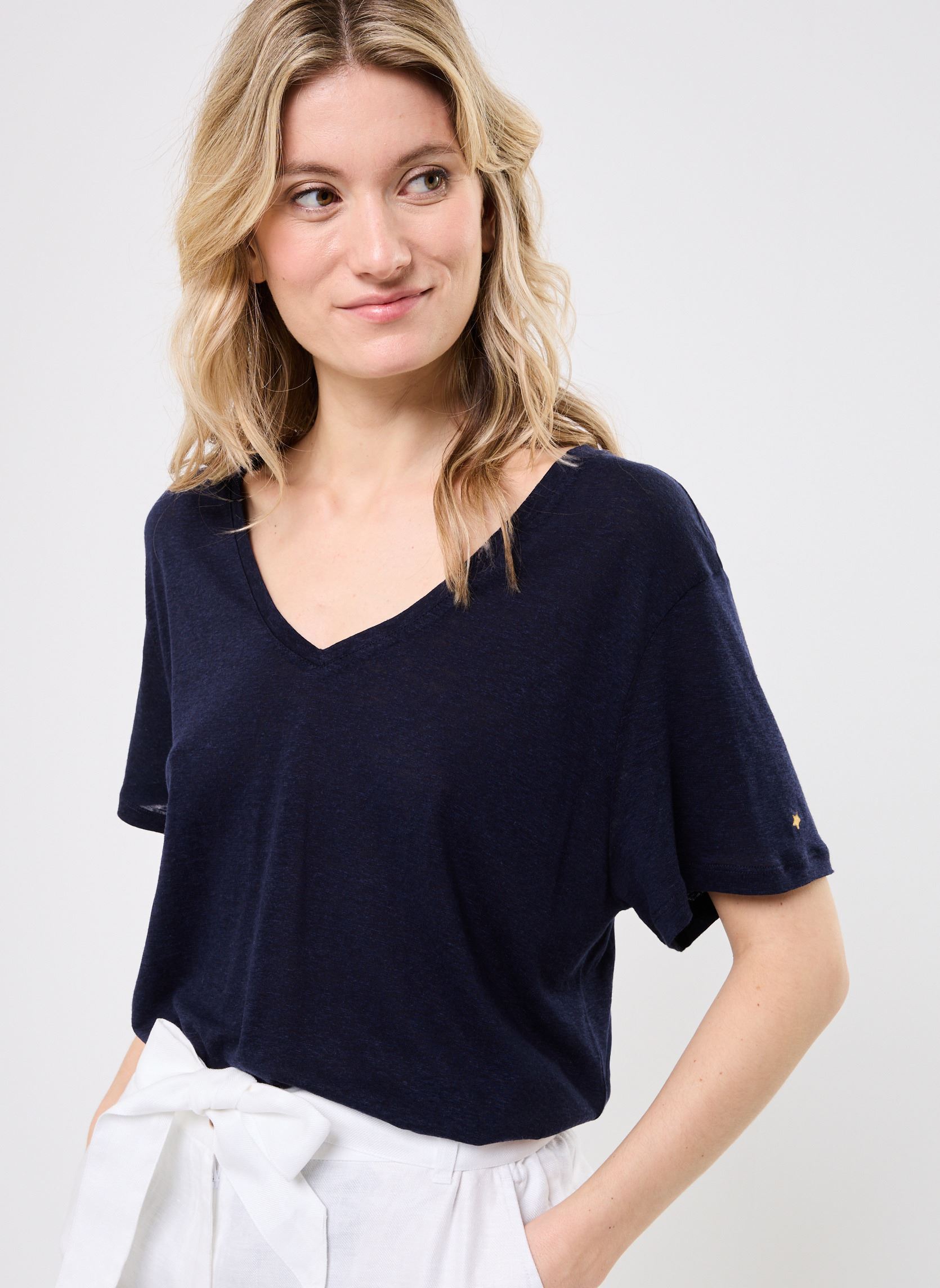 Tee-shirts manches courtes THANA femme bleu La Petite Etoile Tee-shirts manches courtes THANA femme bleu 25-MARINE