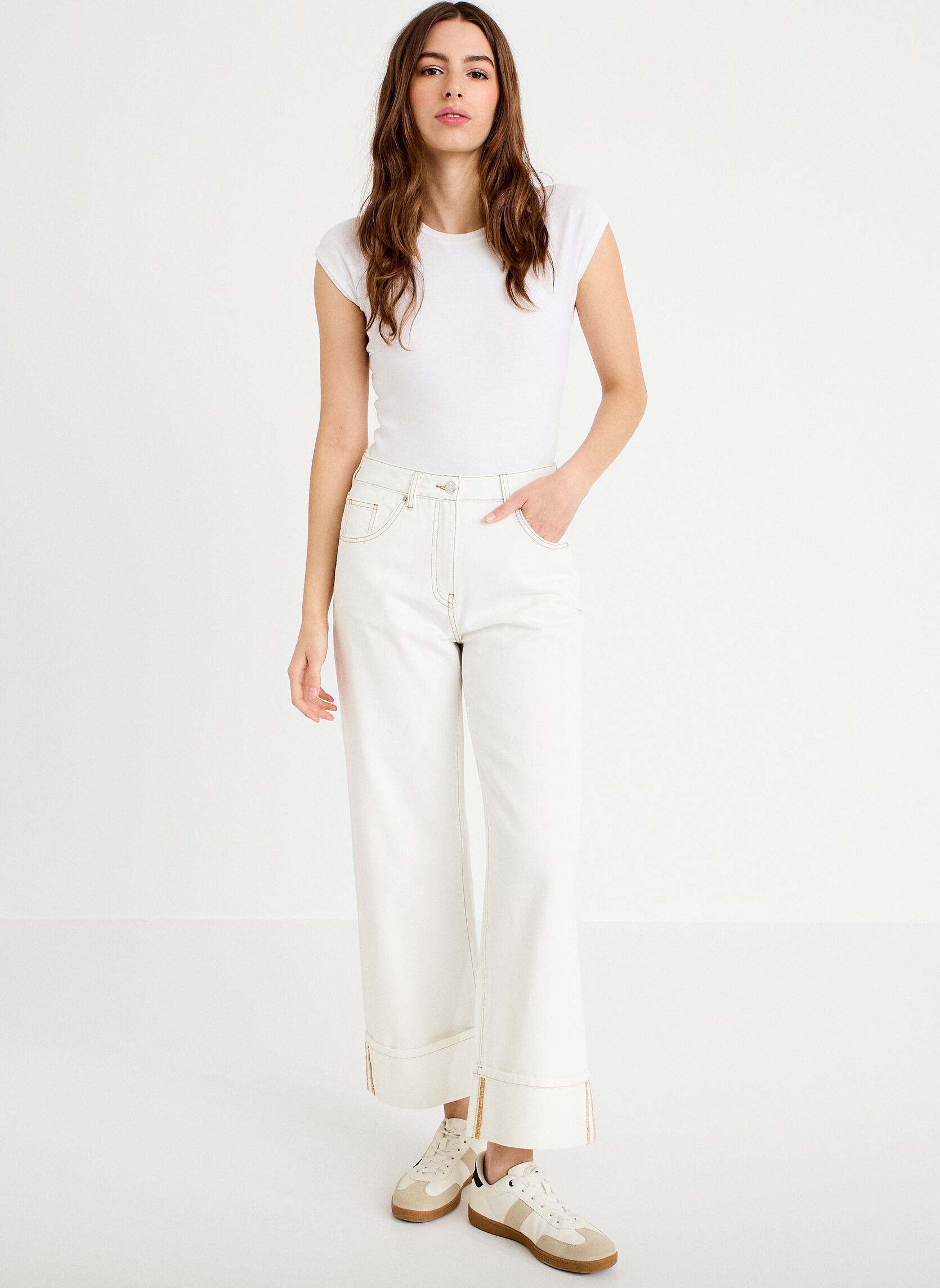 Jeans droit ISTANO-TURN femme blanc Cache Cache Jeans droit ISTANO-TURN femme blanc Blanc