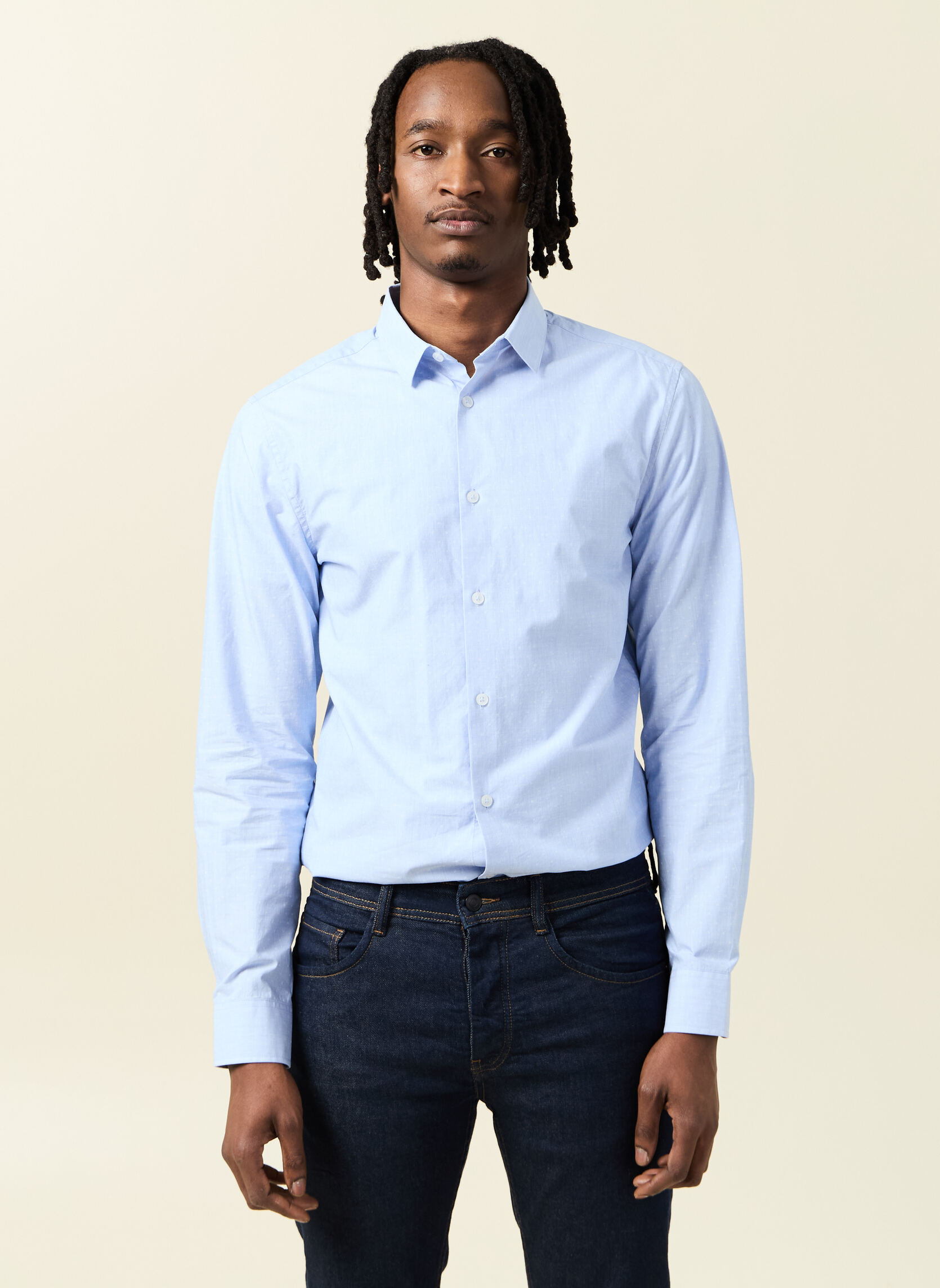 Chemises Chemises manches longues - FILAOPSLIMH homme bleu Bonobo Chemises Chemises manches longues - FILAOPSLIMH homme bleu Bleu