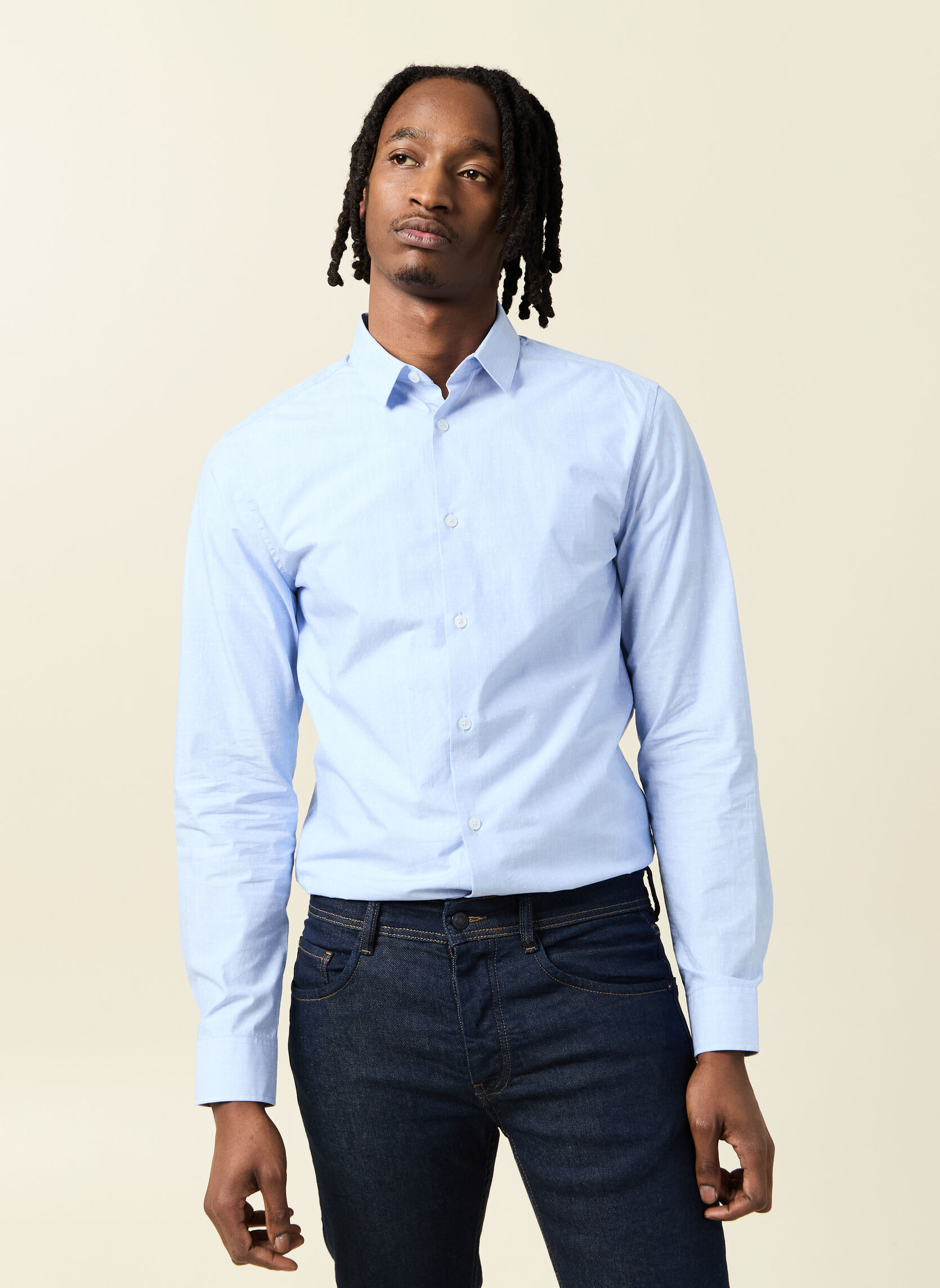 Chemises Chemises manches longues - FILAOPSLIMH homme bleu Bonobo Chemises Chemises manches longues - FILAOPSLIMH homme bleu Bleu