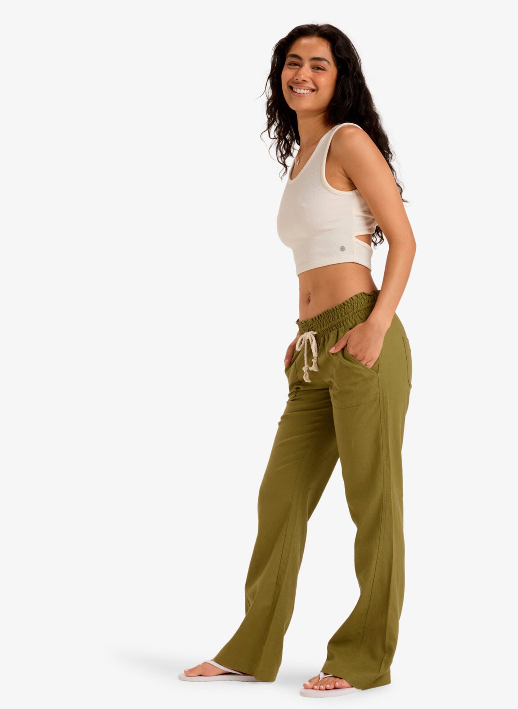 Weite Hosen OCEANSIDE PANT damen grün Roxy Weite Hosen OCEANSIDE PANT damen grün LODEN GREEN