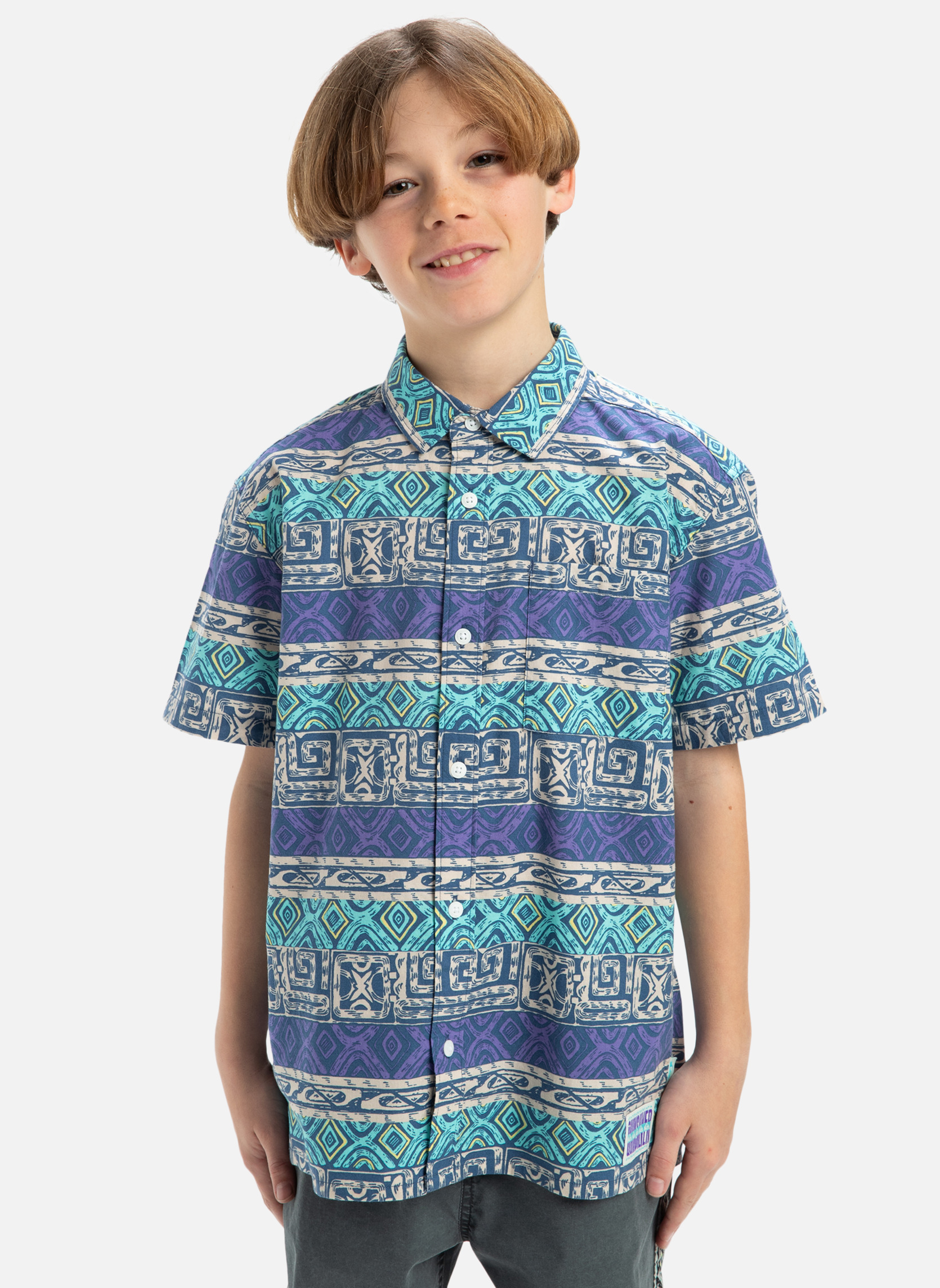 Chemises Global Heat garçon bleu Quiksilver Chemises Global Heat garçon bleu Bleu