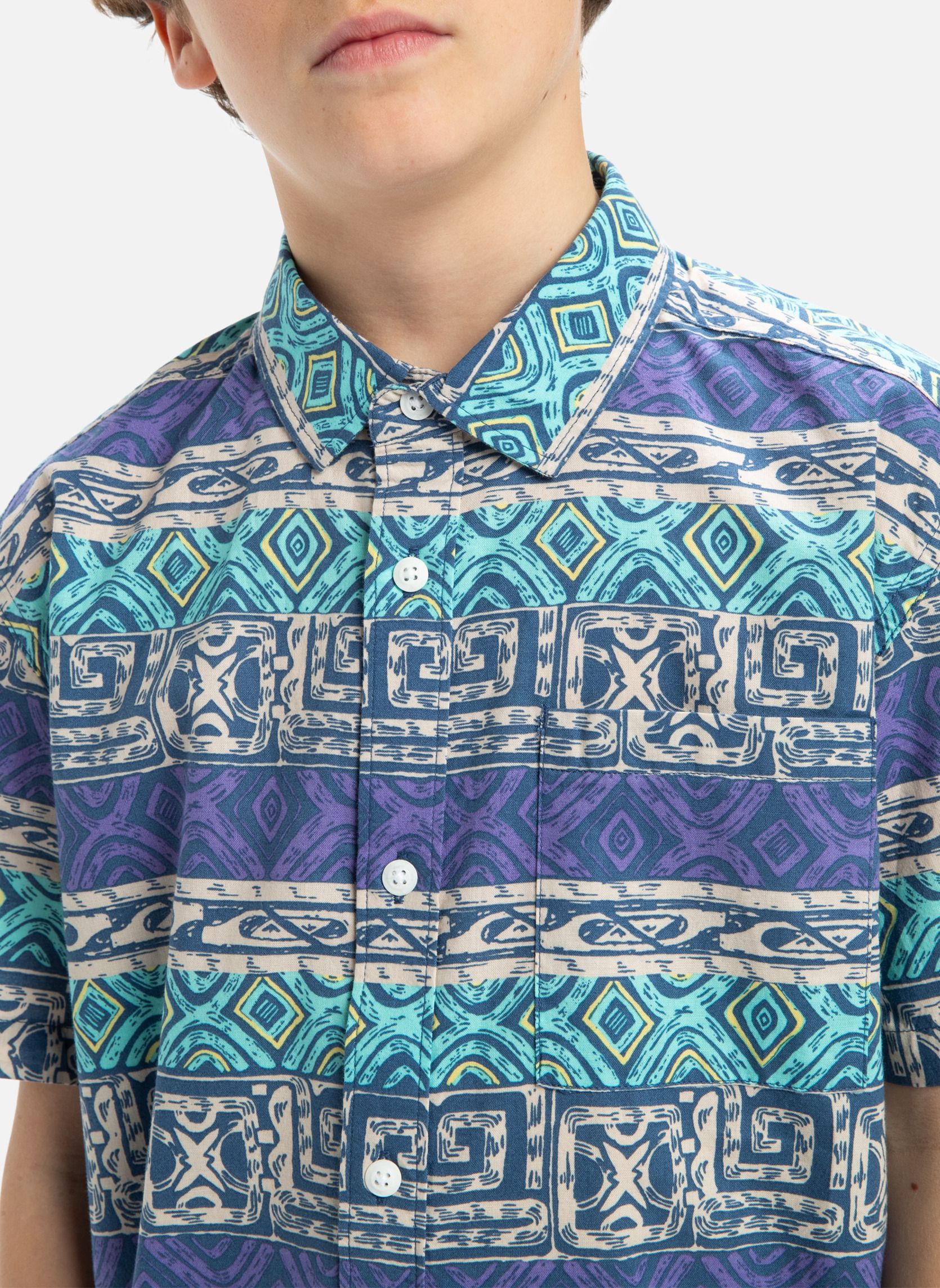 Chemises Global Heat garçon bleu Quiksilver Chemises Global Heat garçon bleu Bleu