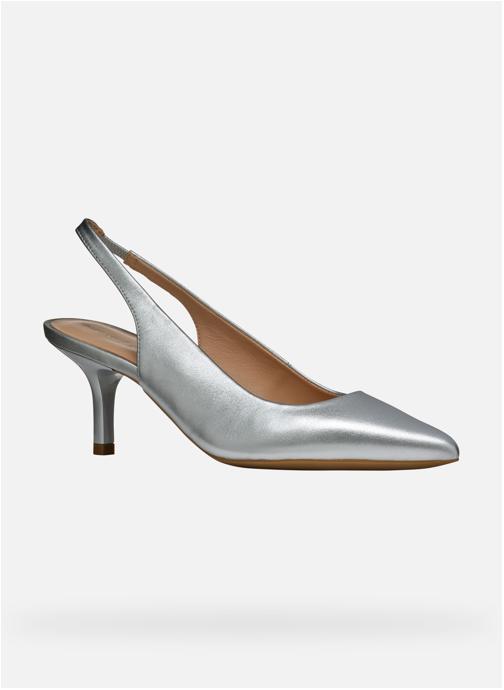 Escarpins Sandales En Cuir Argenté France Mode - Taille 36 - Talon 7.5 Cm - Occasion Très Bon état
