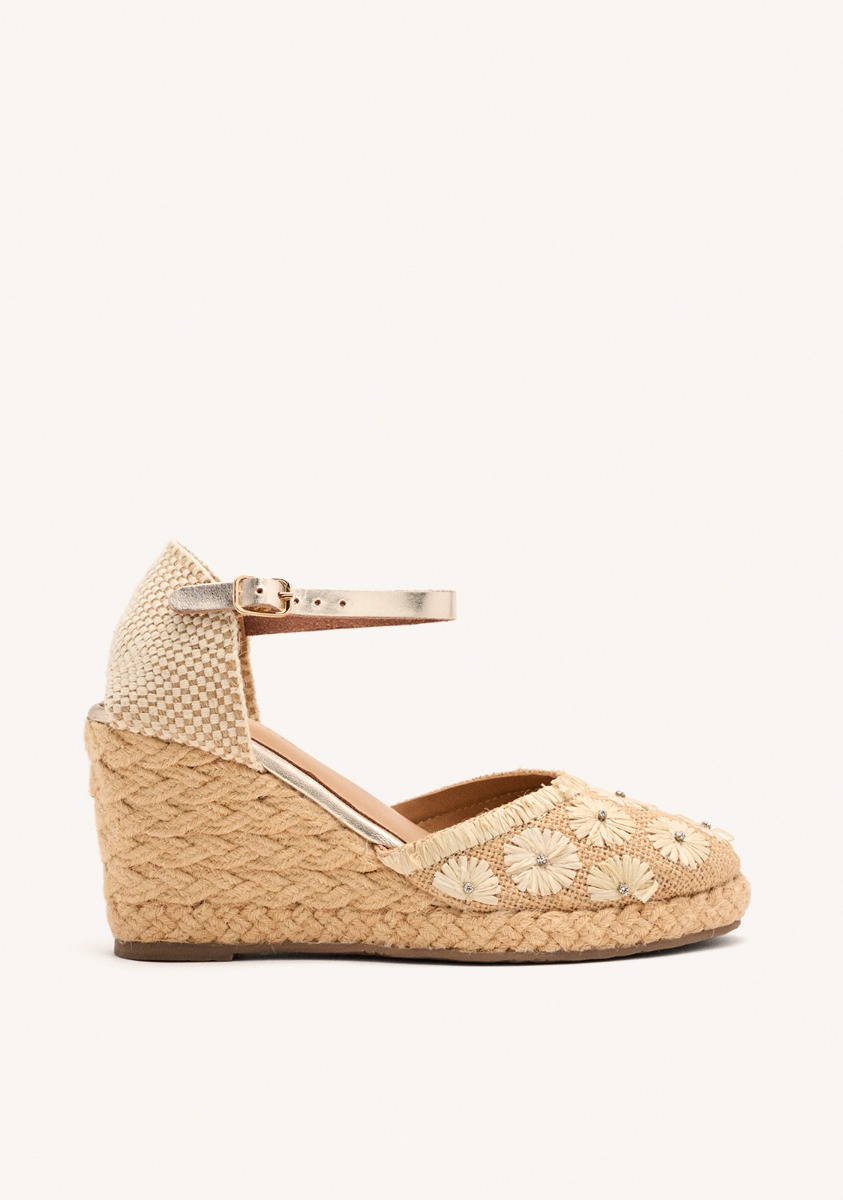 Sandales Dressing - Espadrilles Cuir Brodé Et Compensées En Raphia Bennett - Natural femme beige Gioseppo Sandales Dressing - Espadrilles Cuir Brodé Et Compensées En Raphia Bennett - Natural femme beige Beige