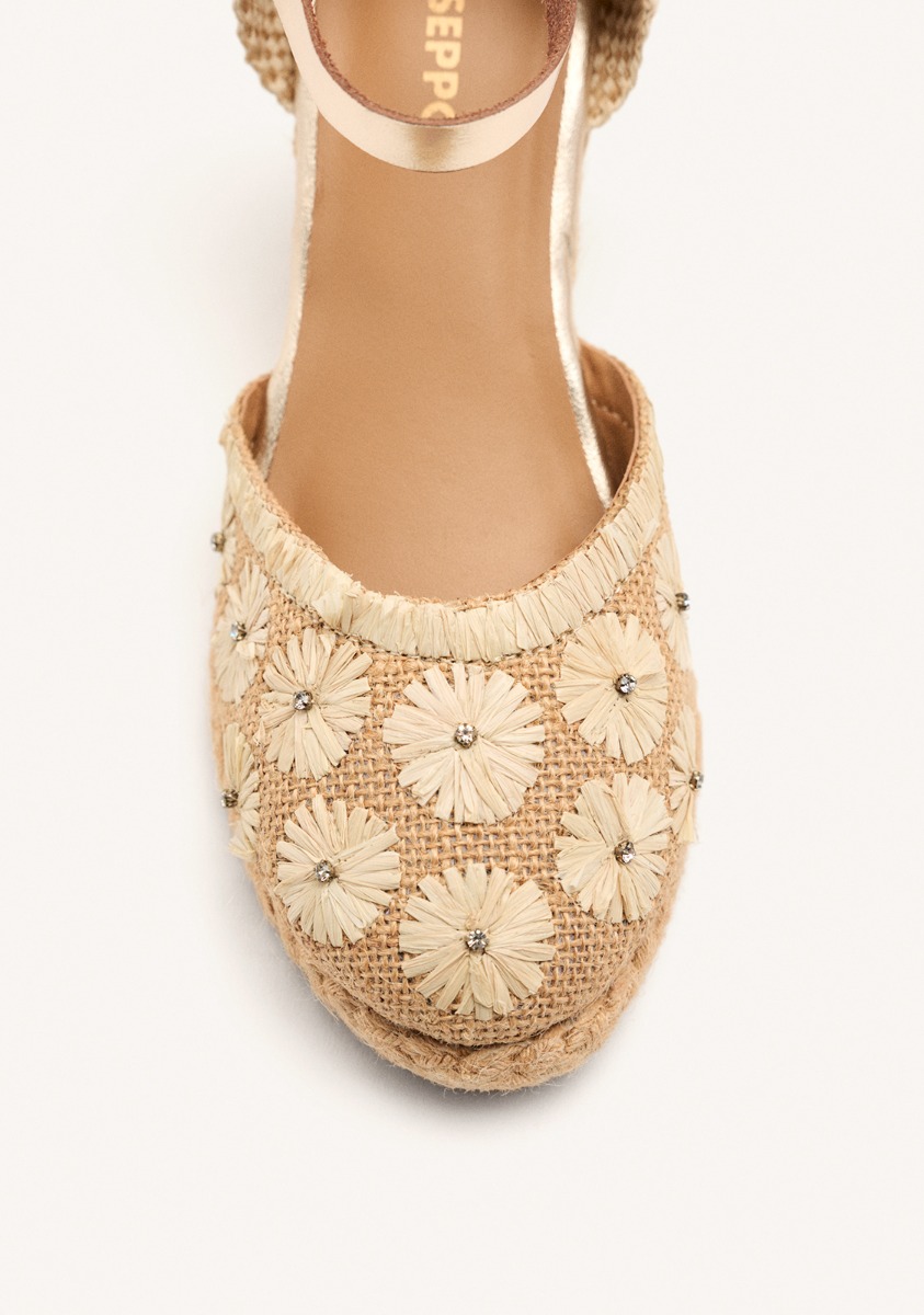Sandales Dressing - Espadrilles Cuir Brodé Et Compensées En Raphia Bennett - Natural femme beige Gioseppo Sandales Dressing - Espadrilles Cuir Brodé Et Compensées En Raphia Bennett - Natural femme beige Beige
