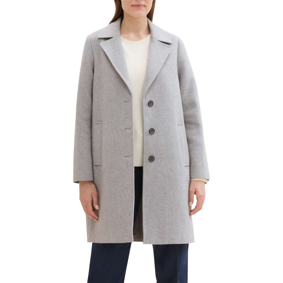 Manteaux classiques Manteau gris uni avec une coupe longue un col cranté et une fermeture boutonnée femme gris Tom Tailor Manteaux classiques Manteau gris uni avec une coupe longue un col cranté et une fermeture boutonnée femme gris Gris