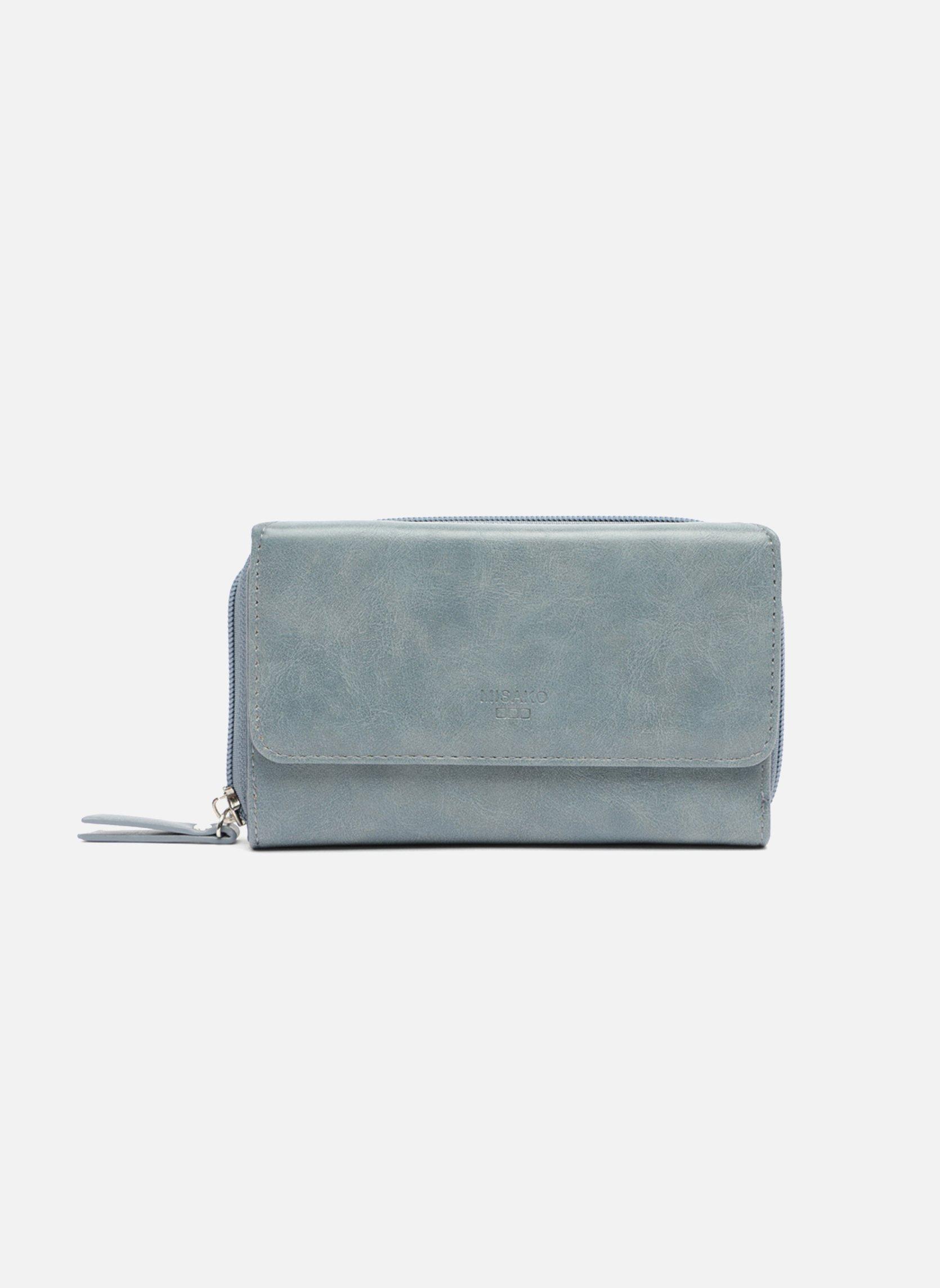 Mini Porte-Monnaie Uni En Cuir Véritable – Compact Élégant – Bleu Lin – Idéal Cadeau