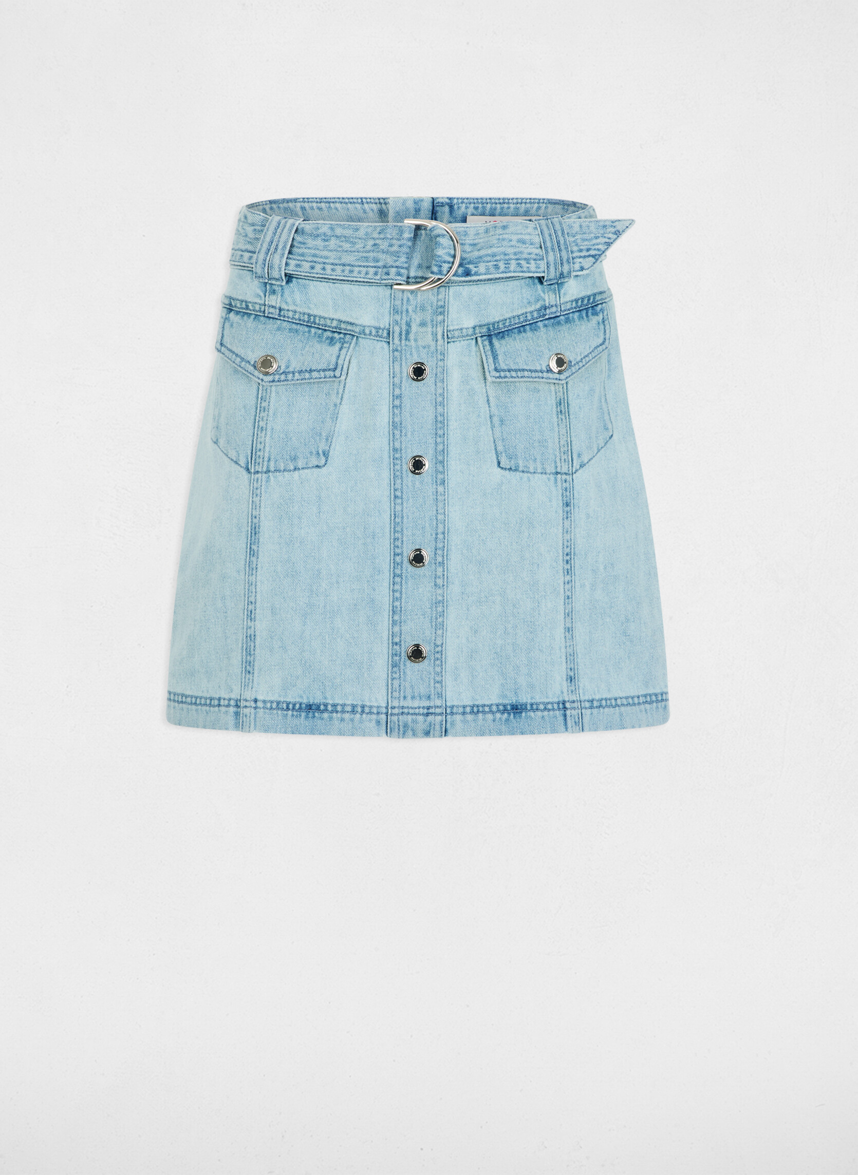 Jupes mi-longues 251-JOLAM femme bleu Morgan Jupes mi-longues 251-JOLAM femme bleu Bleu denim