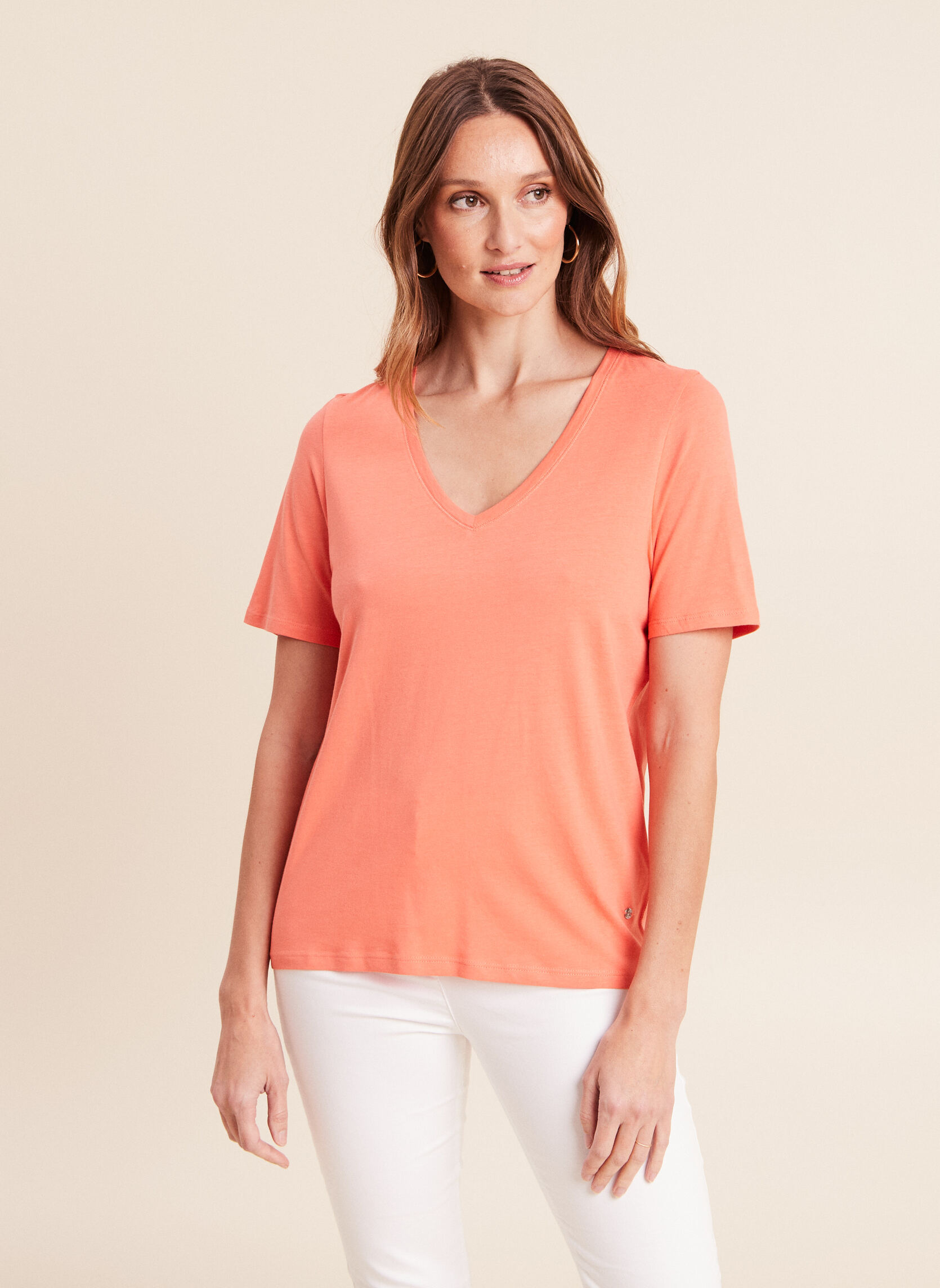 Tee-shirts TIBRICOEUR femme orange Bréal Tee-shirts TIBRICOEUR femme orange Orange fluo