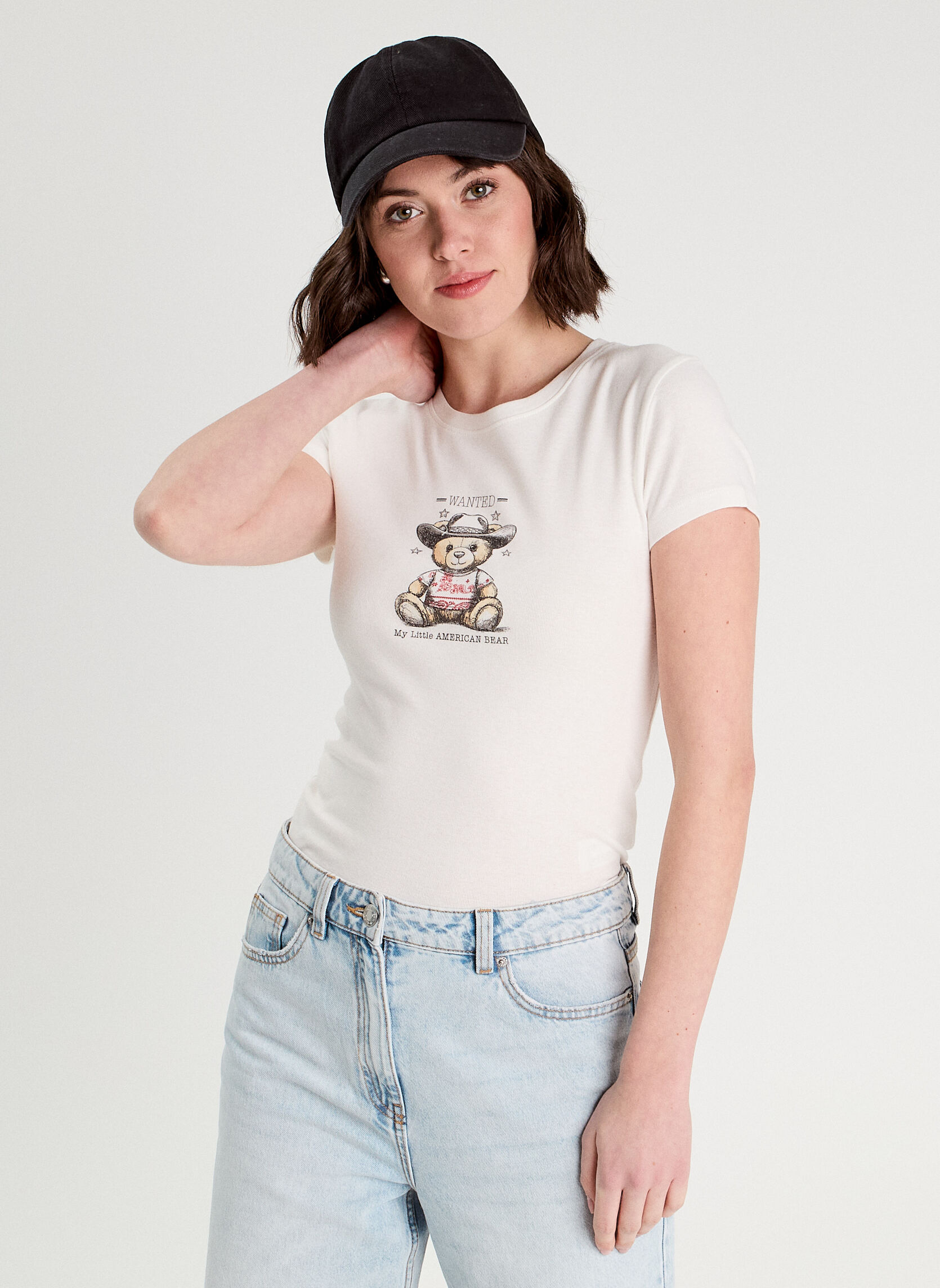 Tee-shirts TKPRINTBEAR femme blanc Cache Cache Tee-shirts TKPRINTBEAR femme blanc Blanc