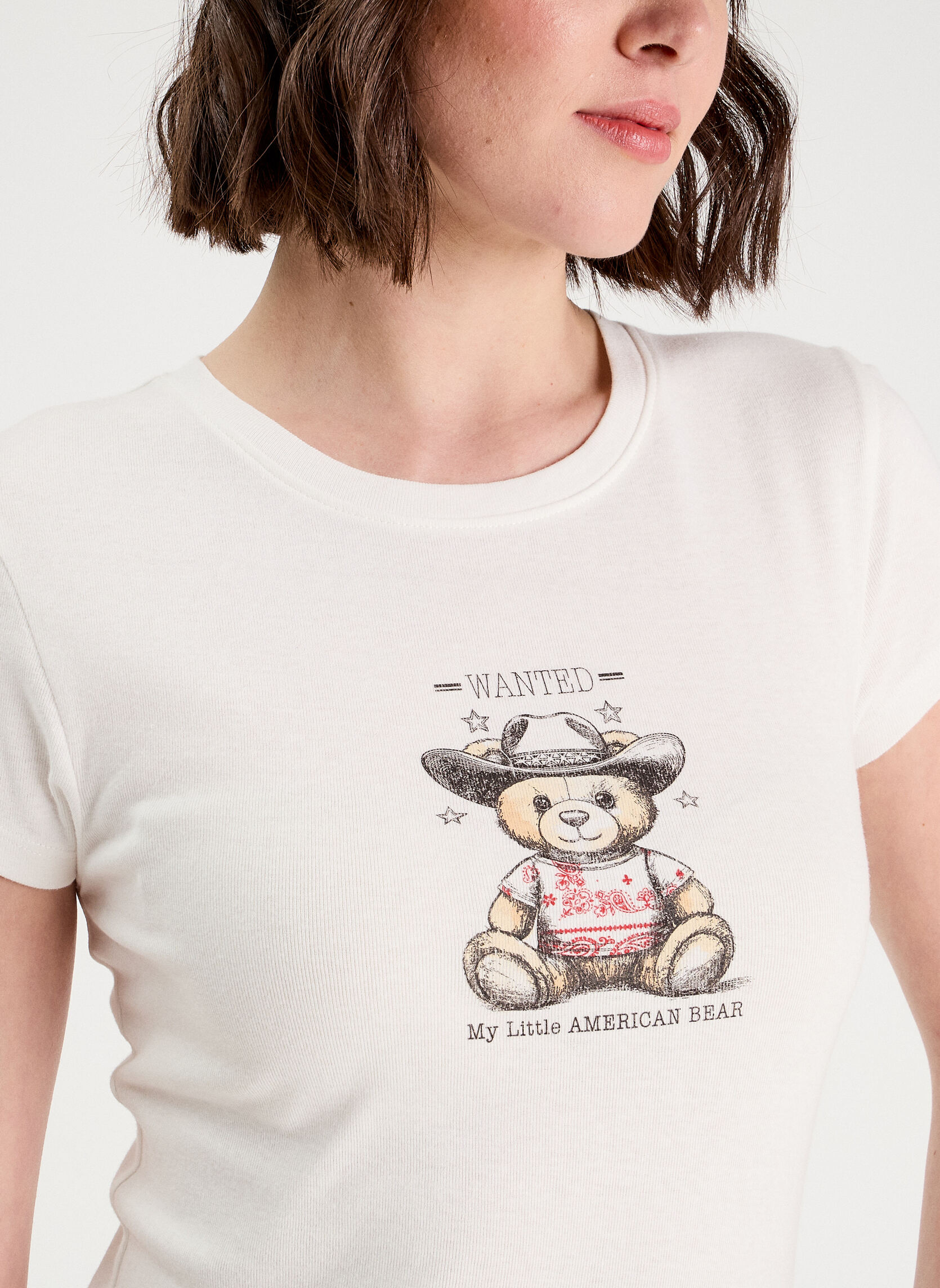 Tee-shirts TKPRINTBEAR femme blanc Cache Cache Tee-shirts TKPRINTBEAR femme blanc Blanc